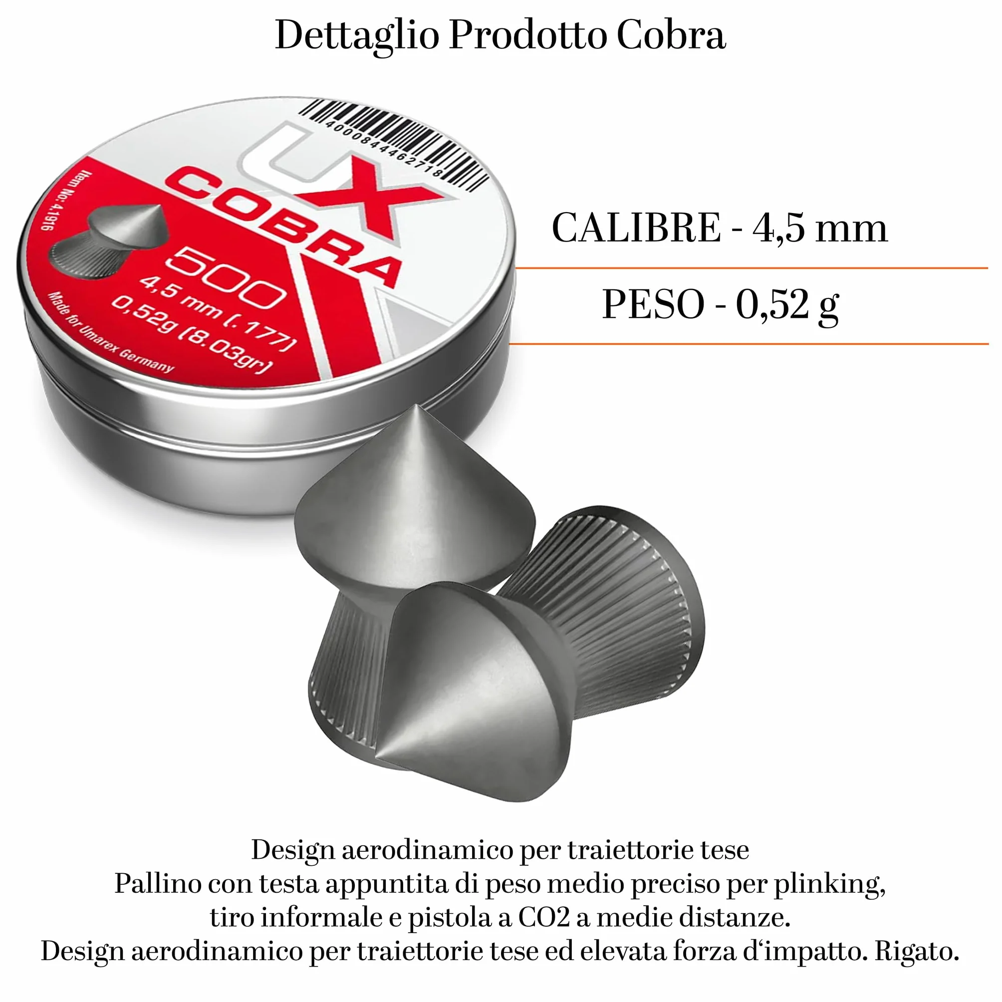 Bundle Softair Piombini Cal. 4.5 Humarex Cobra 3 Scatole + 10 Bersagli 14x14 cm - Pallini Piombo per Carabina Aria Compressa, Pistola Calibro 4.5