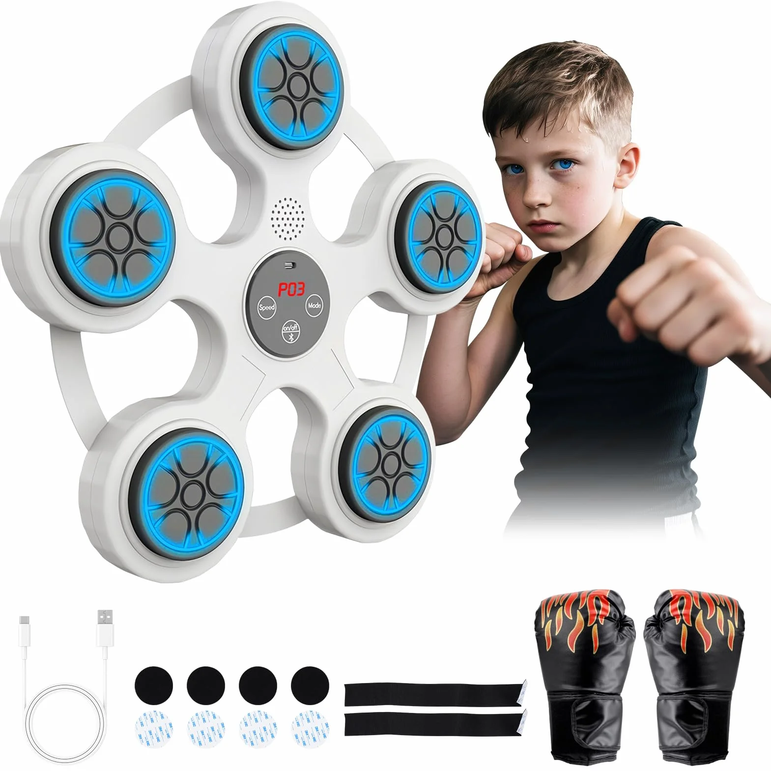 Music Boxing Machine per Adulti,Elettronica Bluetooth Boxing Machine con Musical Boxing Machine con Guantoni da Boxe,11 Velocità Regolabile e modalità di conteggio