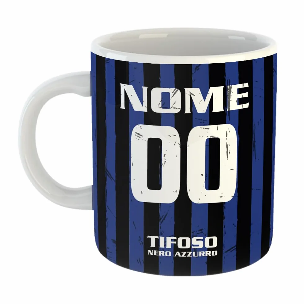 Tazza Tifoso Serie A in Ceramica Sport per Tifoso Calcio Interista Personalizzato Nome Numero