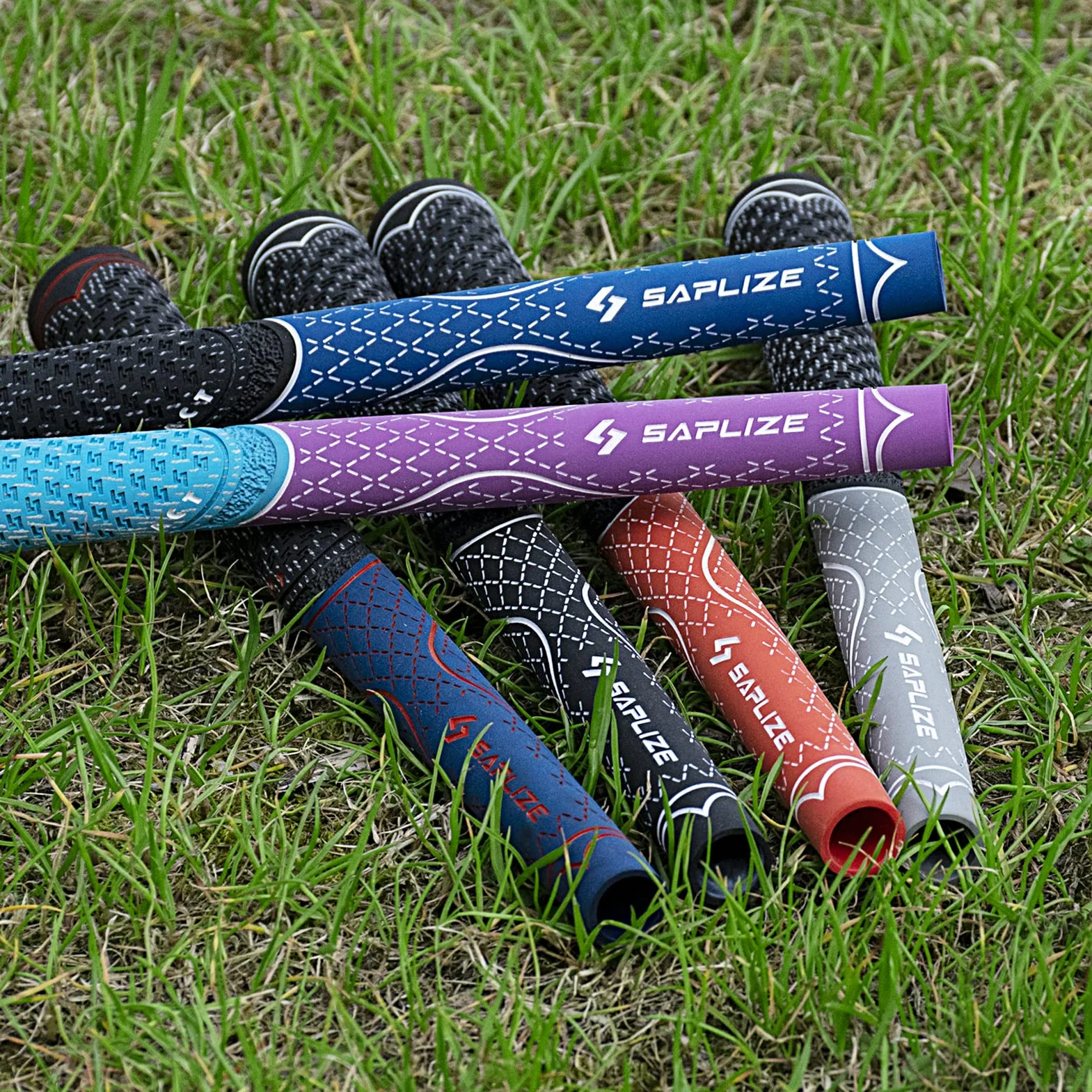 SAPLIZE Maniglie da golf, pacchetto A (13 maniglie e kit di regolazione), 7 colori, dimensioni standard/medie, impugnature ibride multi-composte