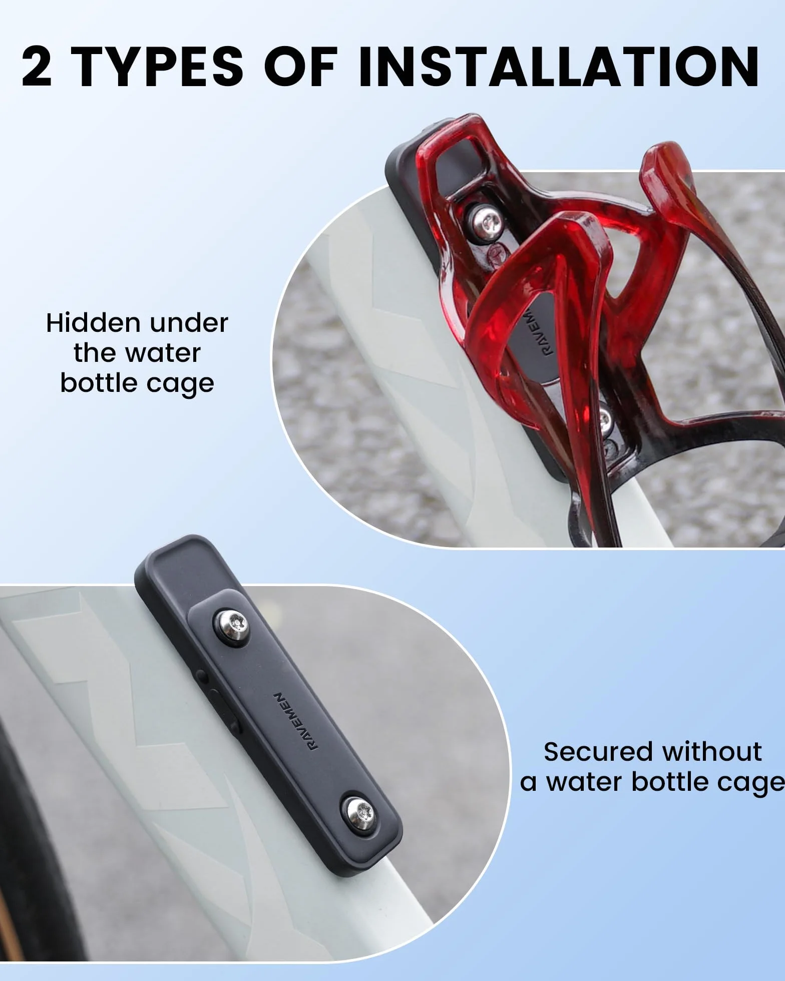 Ravemen Bike Tracker compatibile con Apple Find My, localizzatore GPS antifurto ricaricabile per biciclette, durata 8 mesi, accessori nascosti sotto la bottiglia (solo iOS)