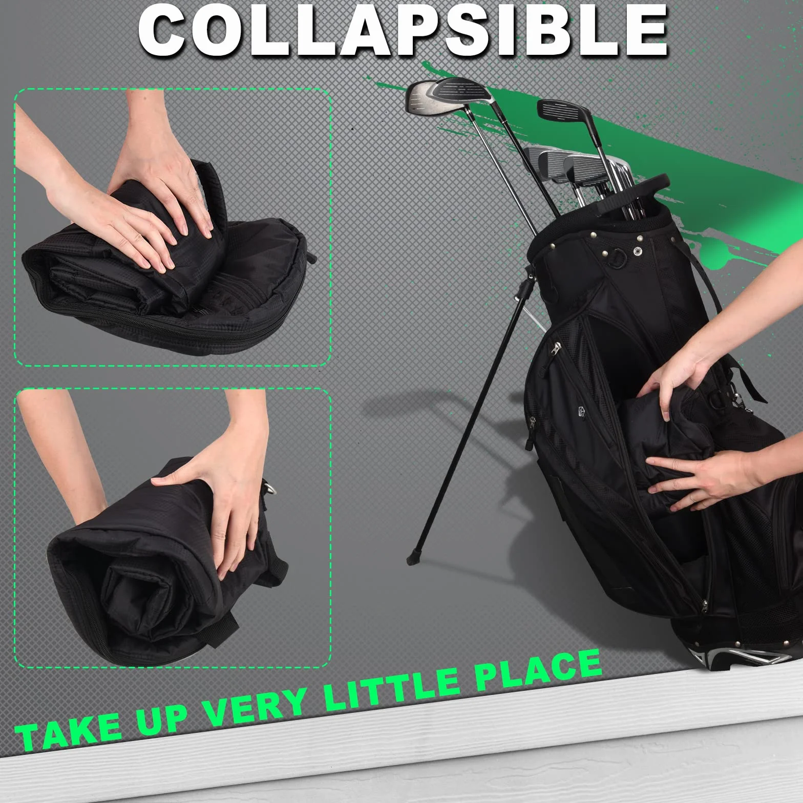 Pieghevole Borsa da golf impermeabile leggera con cerniera multicolore