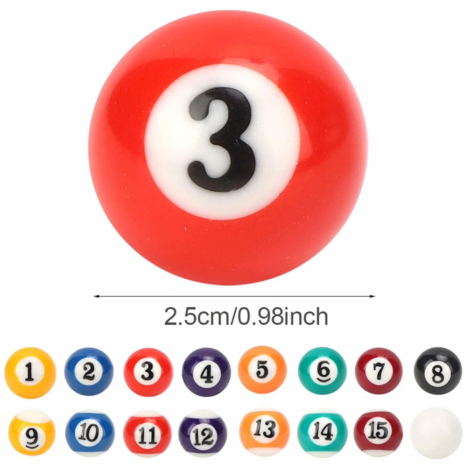 Set di 16 Palline da Biliardo in Resina, Mini Palline Numerate e Bianca per Giochi, Bar