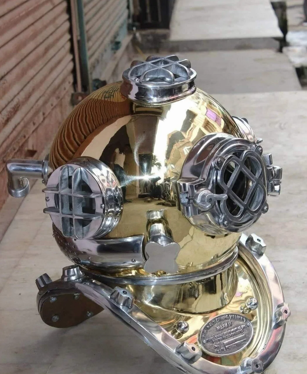 Ottone Scuba Diving Divers Casco Mark V US Navy Vintage Replica Décor 45,7 cm