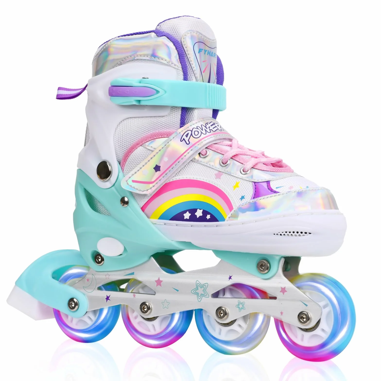 Arcobaleno Pattini in Linea Bambina Regolabili 8 Ruote Illumina Pattini in Linea per ragazze e ragazzi, per uso interno ed esterno