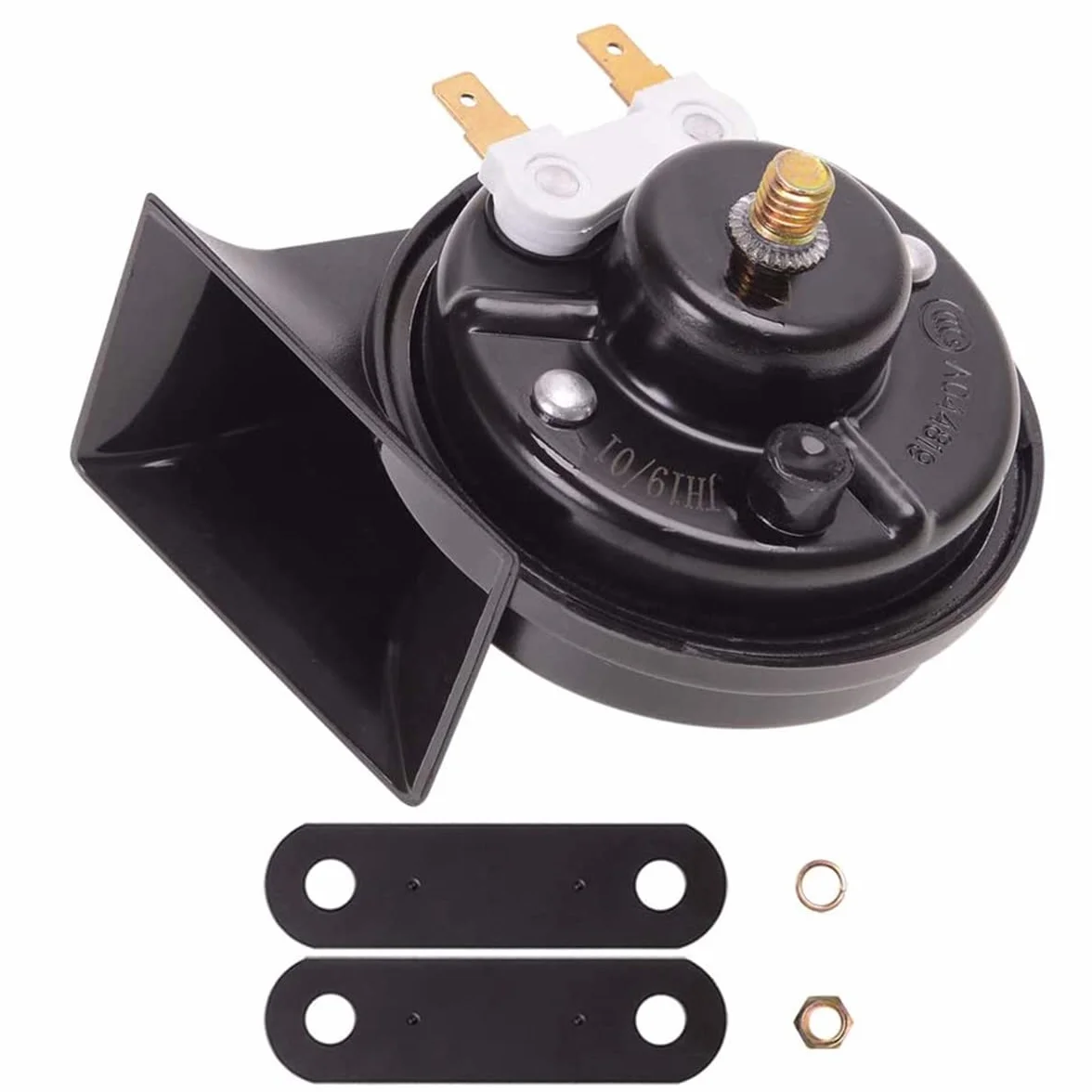 Evermotor Clacson Moto Auto 12V Tromba mucca E-Mark 12 Volt 500 Hz 118 db Nero Adatto per Suzuki Vespa Harley Kawasaki yamaha