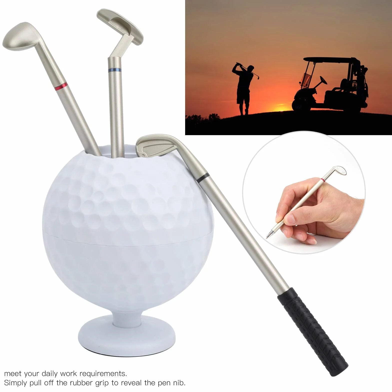 Portapenne da Golf Set 3 Penne a Sfera Decorativo per Ufficio Casa Auto Regalo Uomini