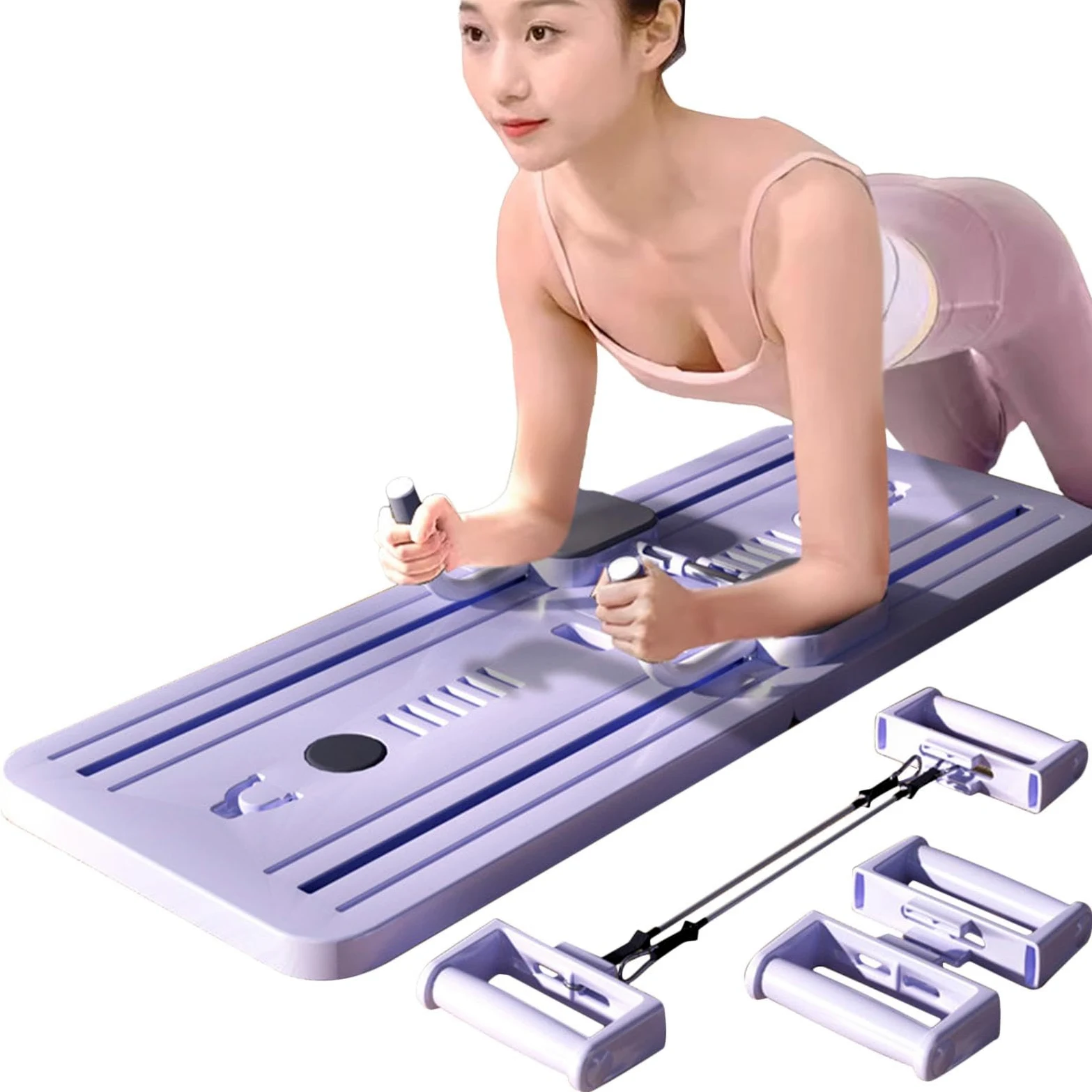 Attrezzatura per il fitness, tavola scorrevole per esercizi di pilates, multiuso, con corda elastica, per casa, palestra, attività all'aperto