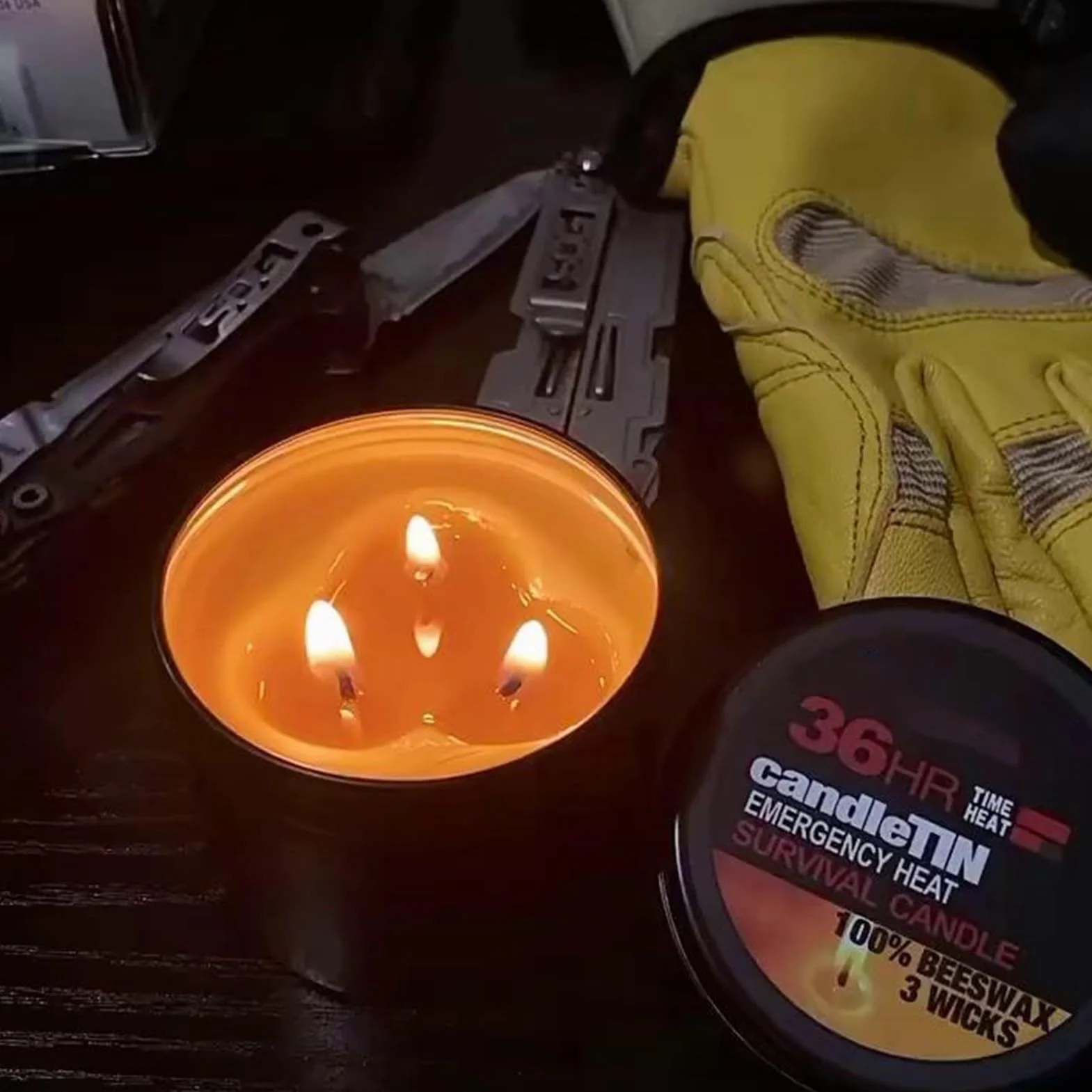 Candela di sopravvivenza 3 stoppini 36 ore impermeabile inodore senza fumo emergenza