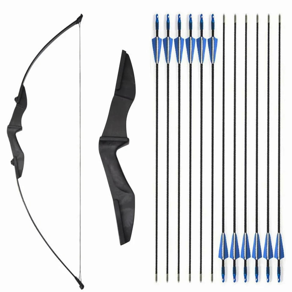 SHARROW Takedown Arco Ricurvo e Set di Frecce Tiro con L'Arco Dritto di Prua 30-40lbs con 12pcs Frecce in Fibra di Vetro per Giovani Adulti Principianti