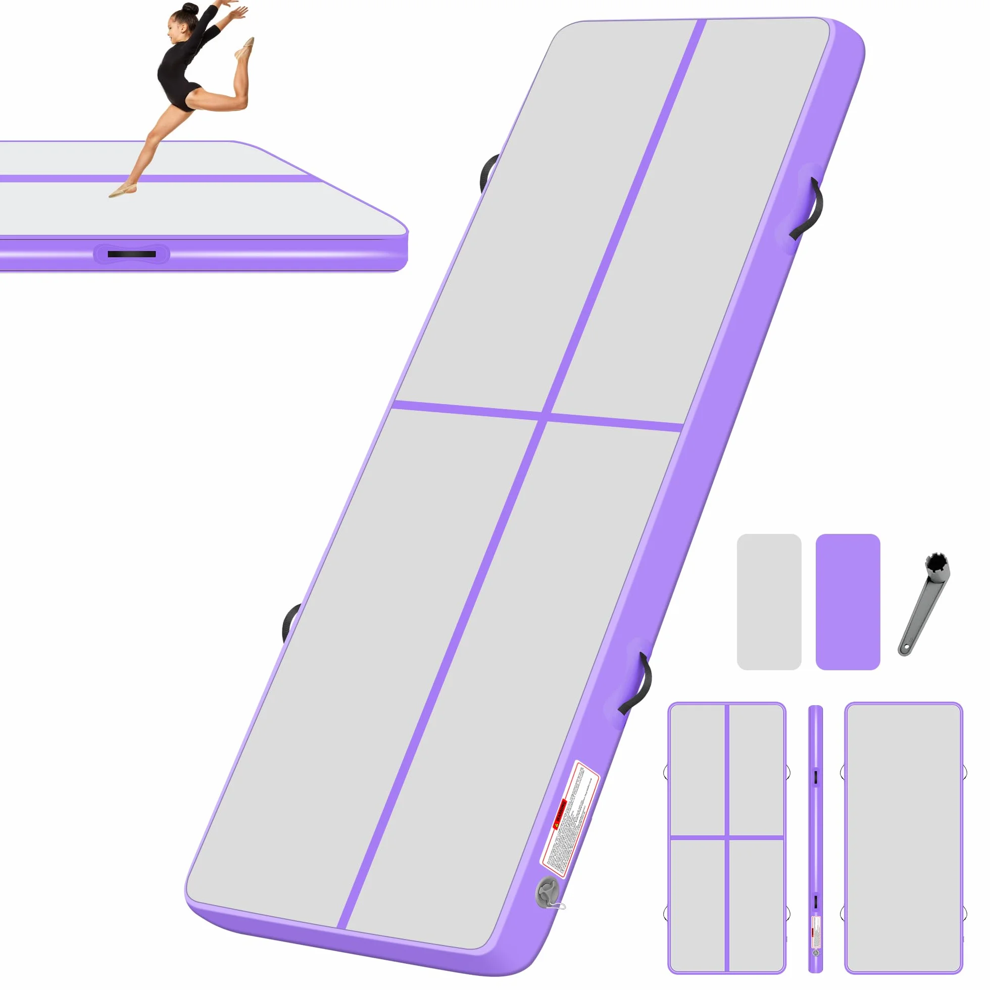 BPB Tappetino da ginnastica gonfiabile con pompa elettrica, 3 m, per uso domestico, allenamento, ginnastica, cheerleading, yoga, pilates, arti marziali, palestra, spiaggia, cheerleading, divertimento