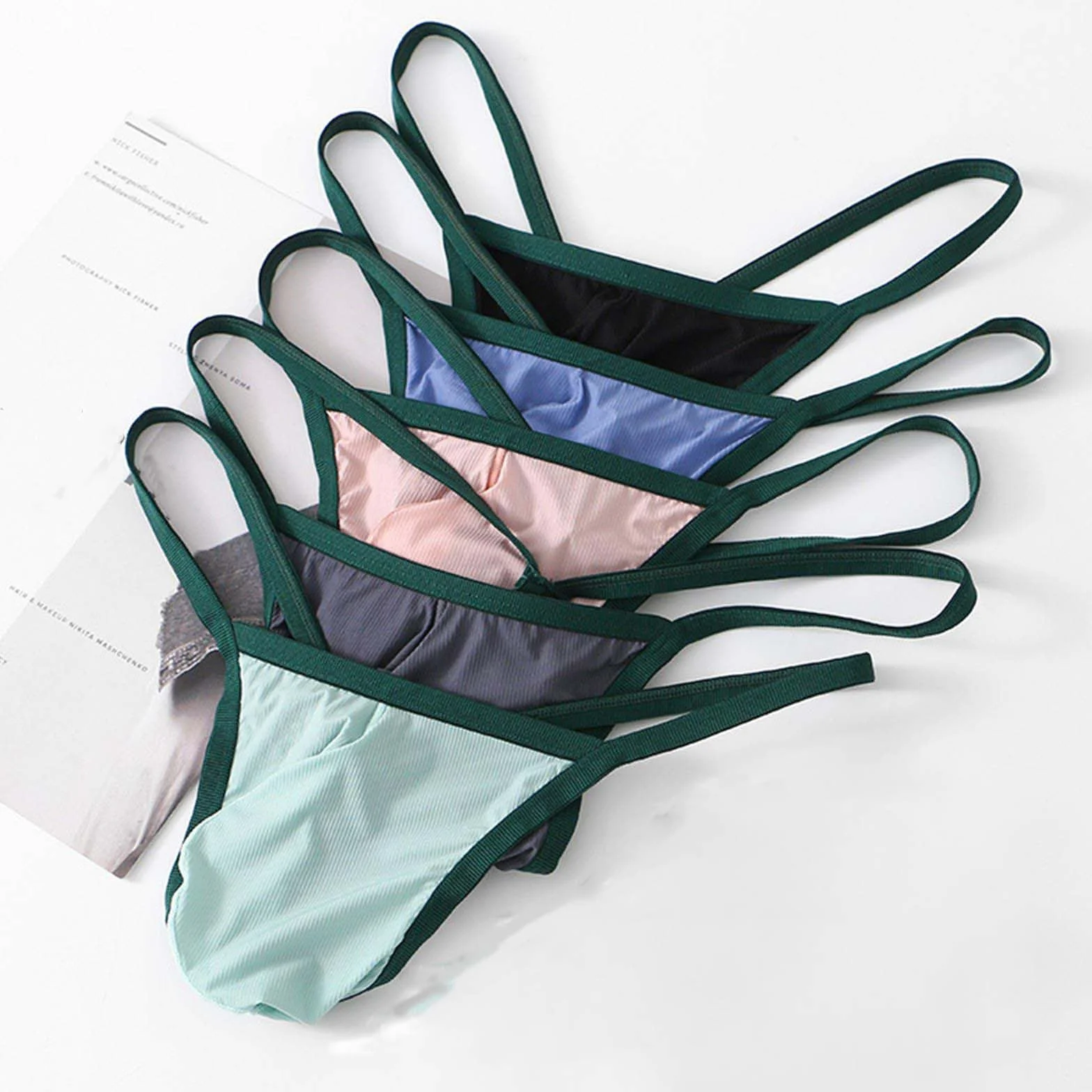 Seta di Ghiaccio Uomo T-Back Tanga Perizoma Intimo Sexy Cotone