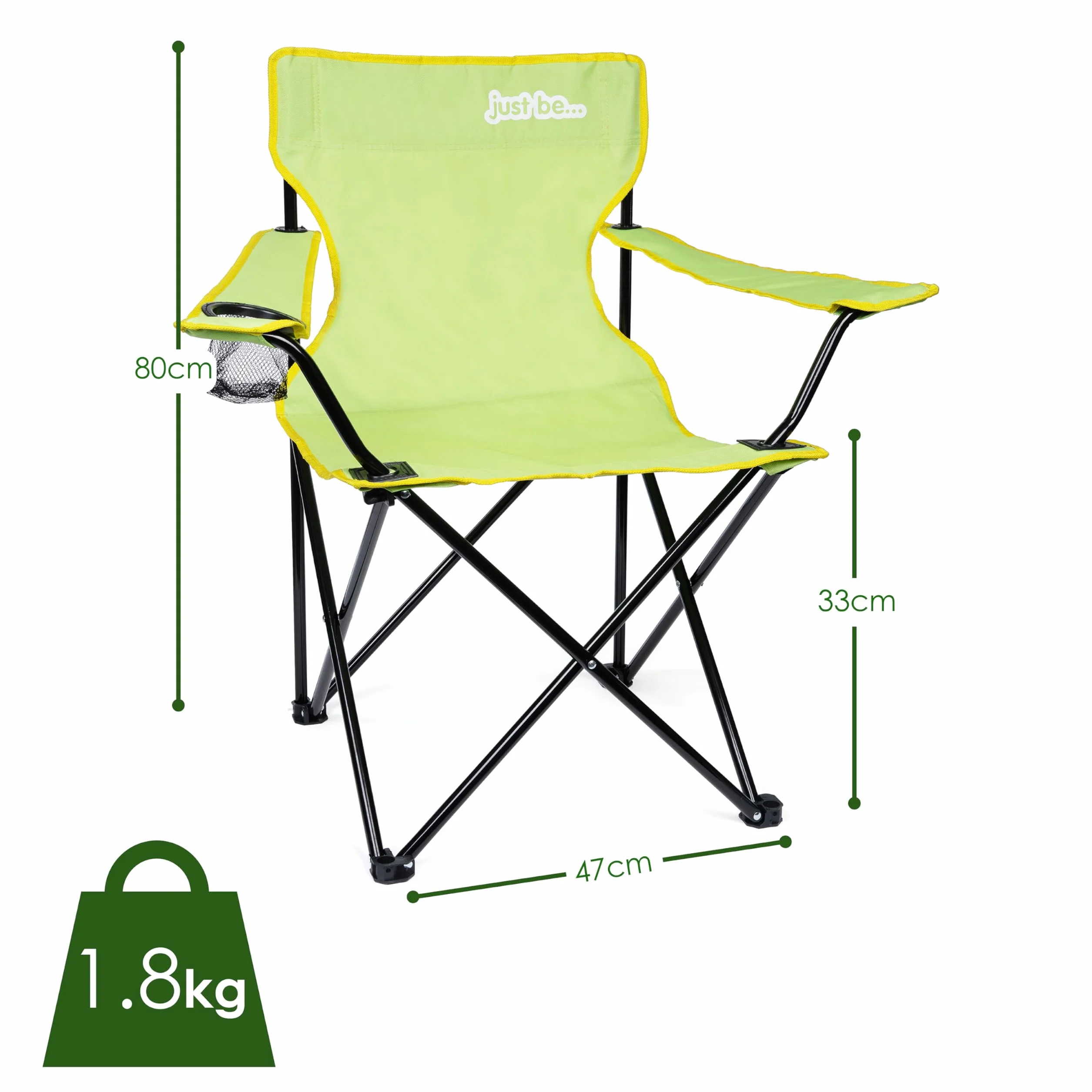 Sedia Pieghevole Campeggio Portatile Leggera con Porta Bottiglie e Braccioli