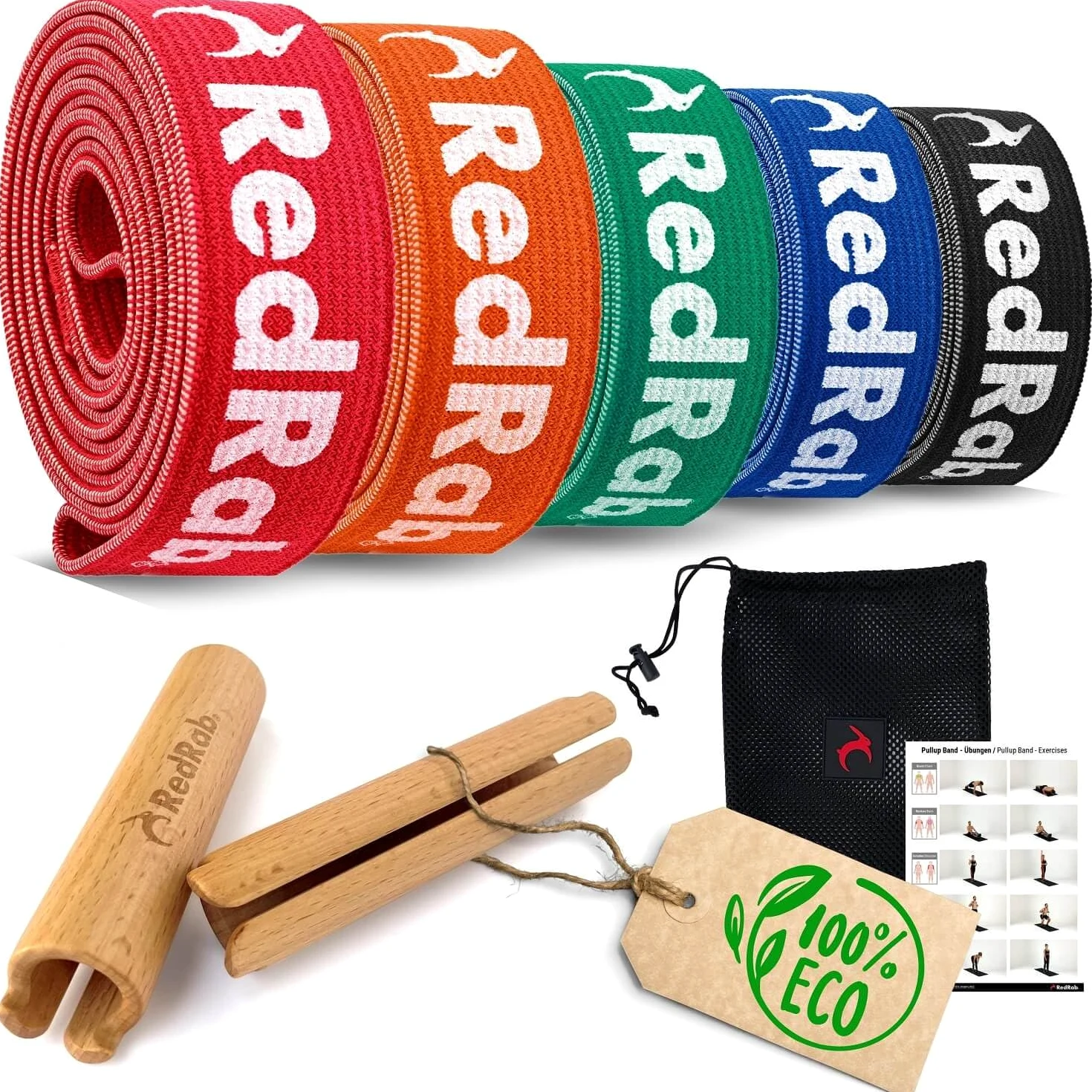Red Rab Fasce elastiche di resistenza per la muscolatura, Set di fasce di resistenza per la casa, Fascia fitness per allenamento di forza e calistenic, fasce termiche, Terra Band, Fascia di resistenza