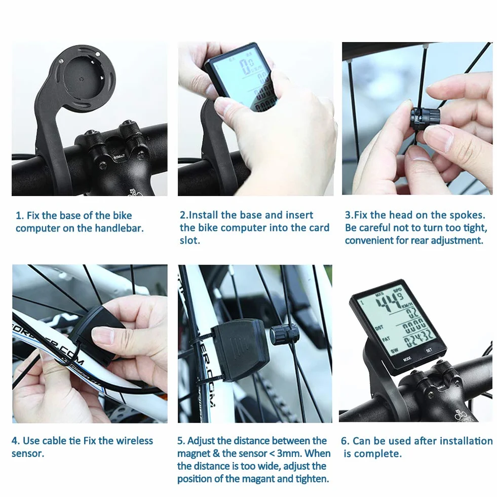 Contachilometri per Bicicletta Wireless 2.8" Schermo LCD Impermeabile Multifunzionale