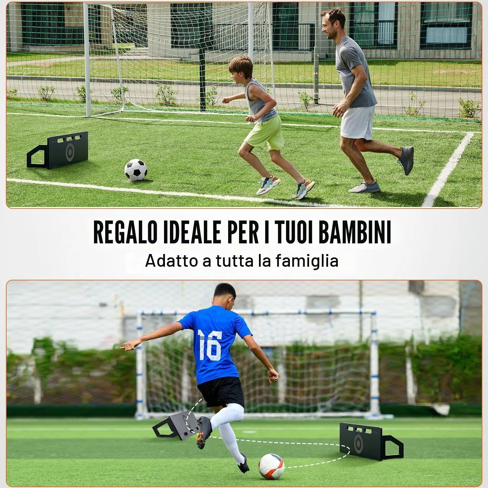 VEVOR Tavola da rimbalzo da calcio portatile da parete con 2 angoli, pieghevole in HDPE, attrezzatura per allenamento per bambini e adulti