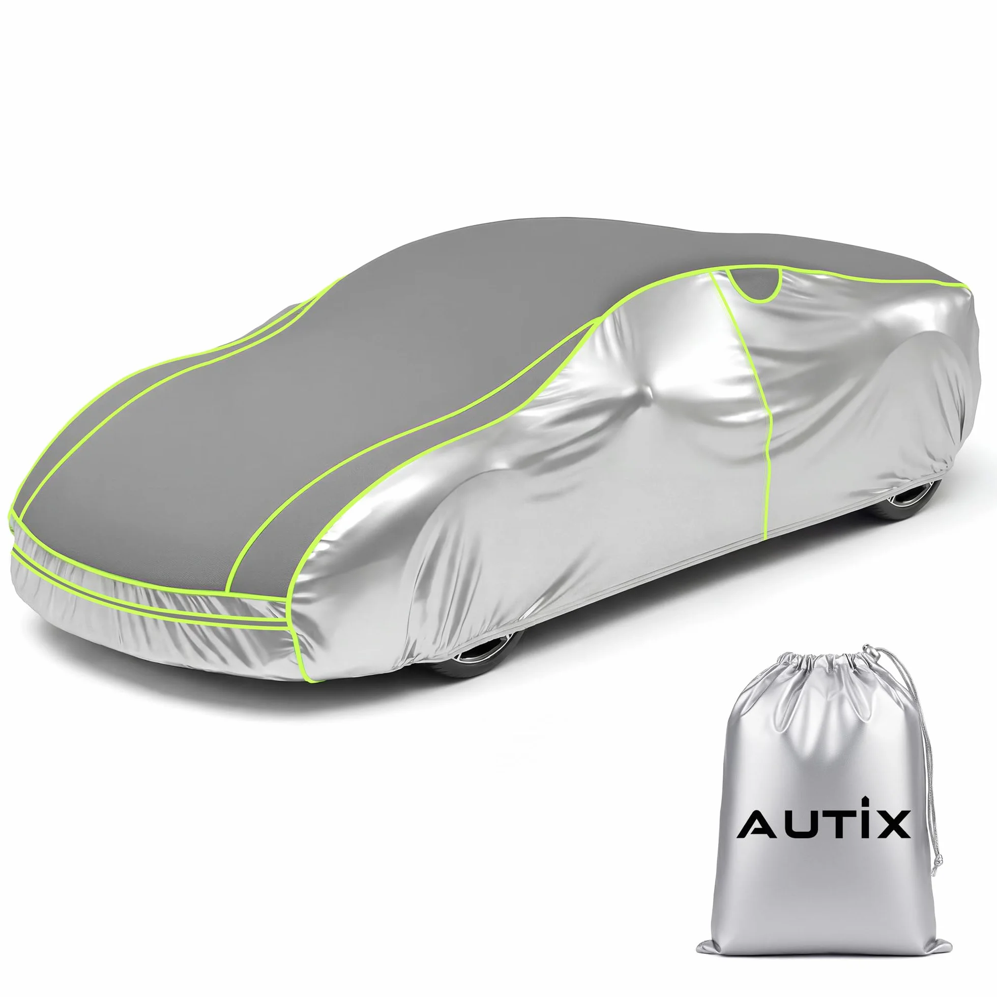 Telo Antigrandine per Auto Imbottito Spesso Impermeabile con Zip Laterale, Copriauto 3 Strati EVA Antiurto, Protezione UV Pioggia Neve Vento (AUTO L:483 * 178 * 120 cm)