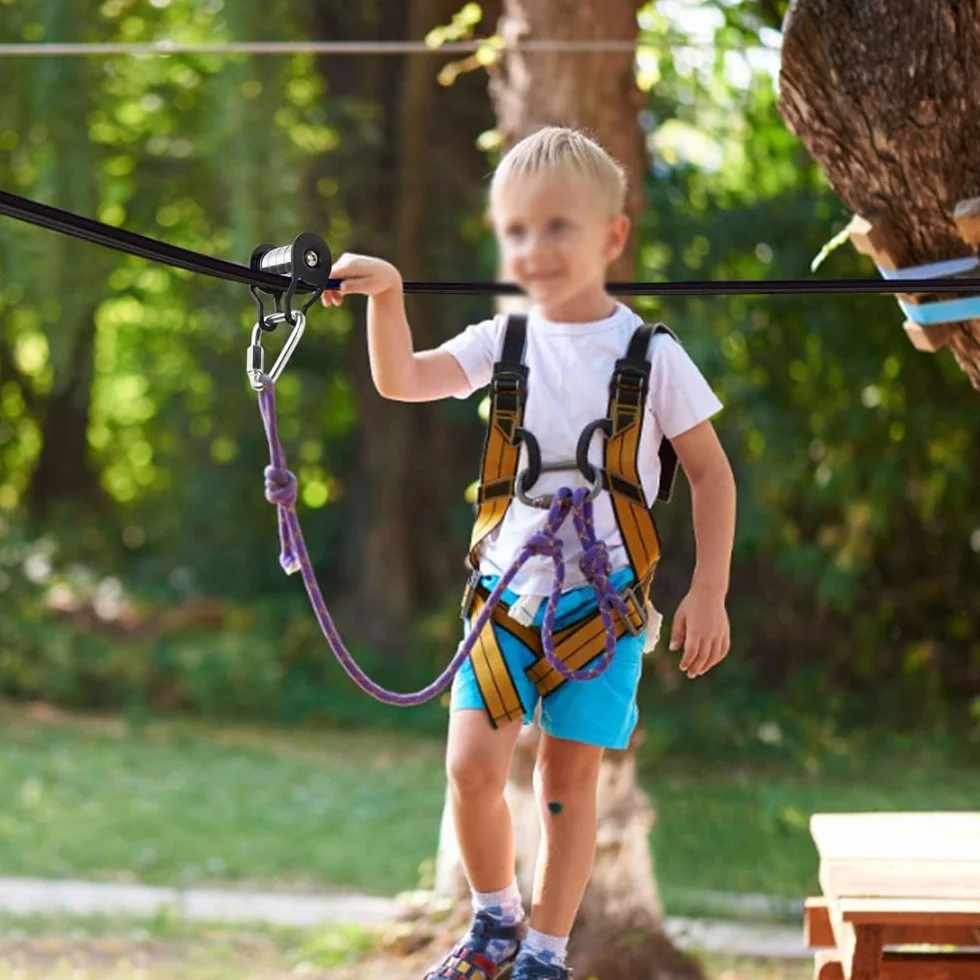 Kit Zipline Slider per adolescenti, Zip Pulley per Slackline, esterni