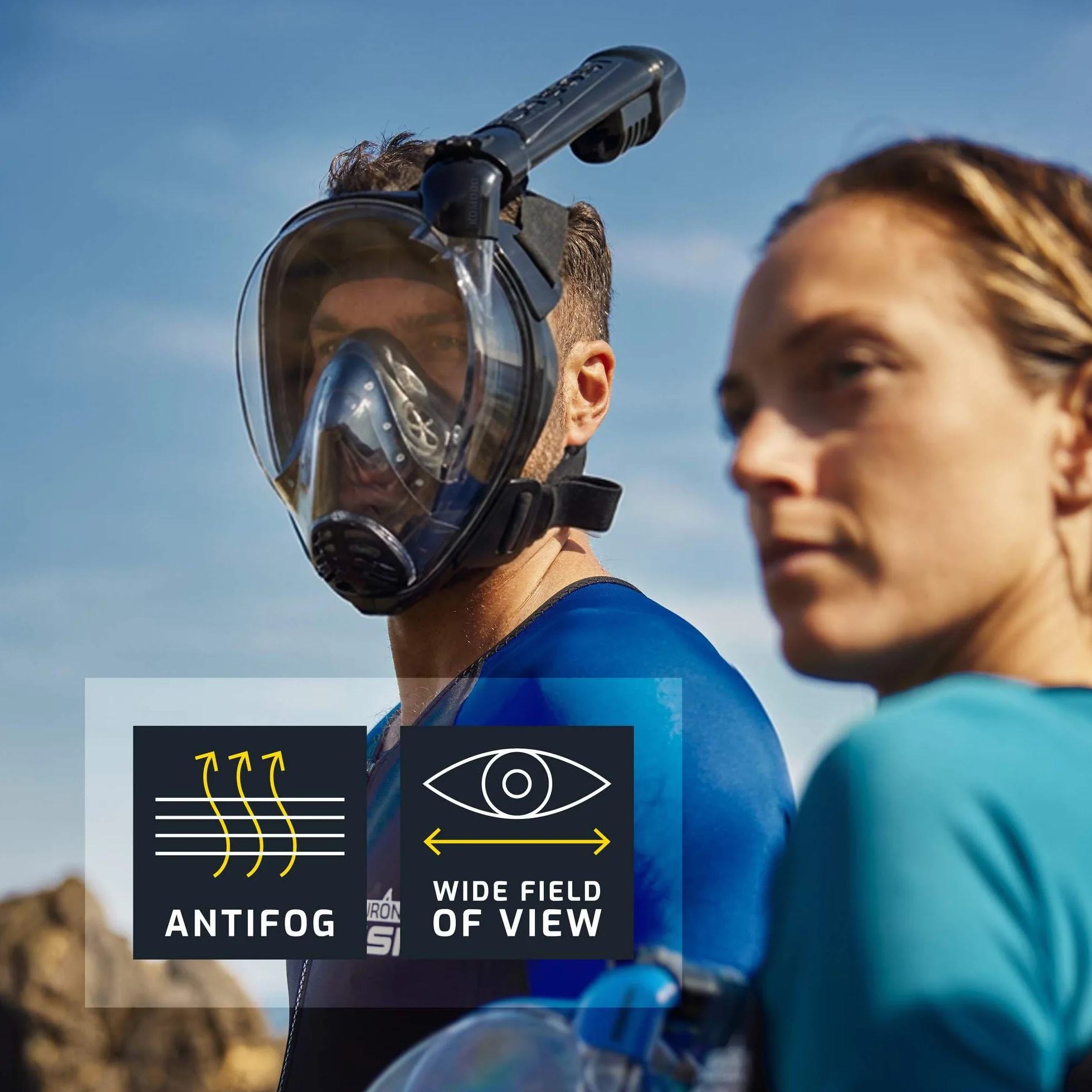 CRESSI Komodo Full Face Maschera Integrale Snorkeling Visione 180° Silicone Anti Appannamento