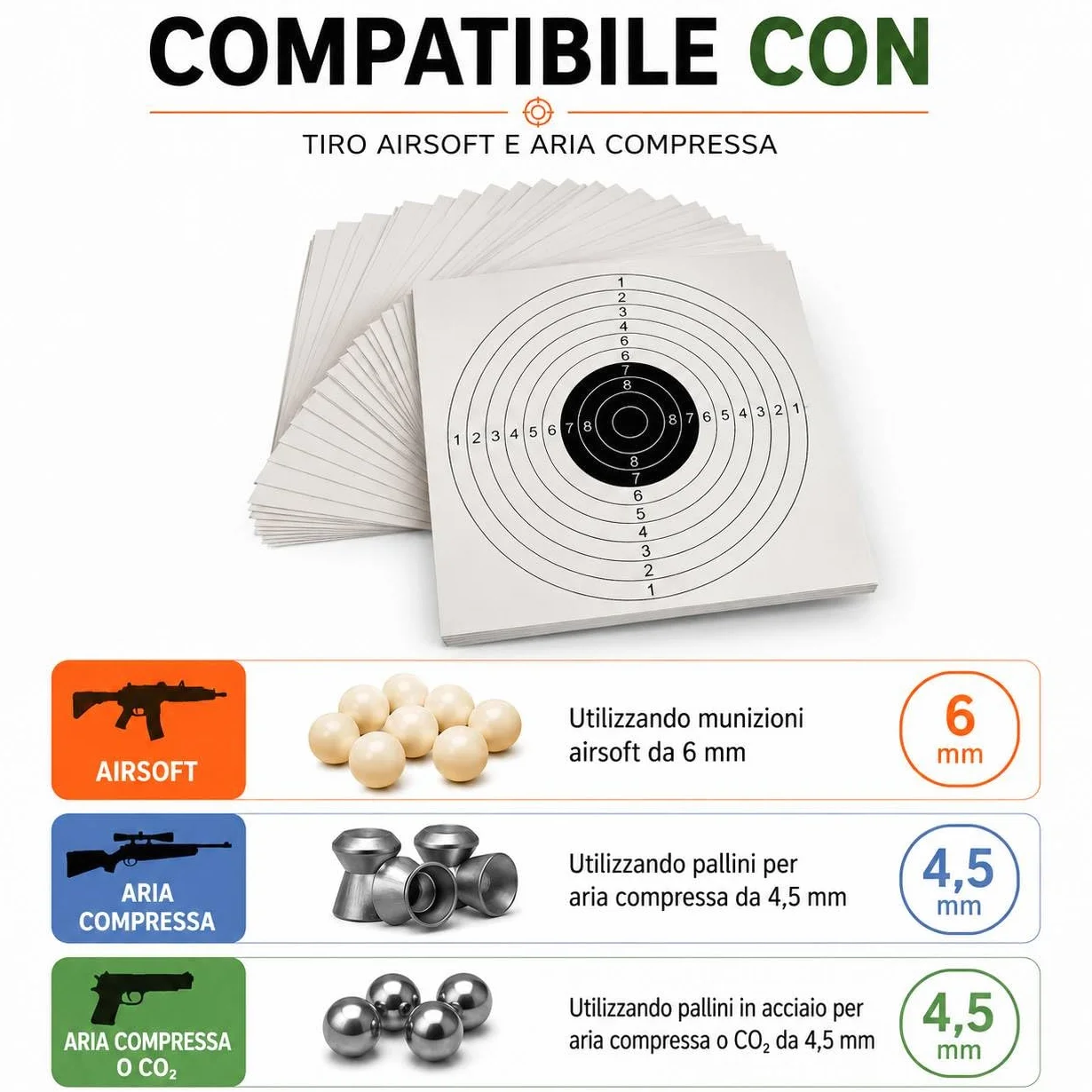Supporto per Bersagli in Acciaio 14x14 cm 250 gr/m2 per Airsoft Airgun Tiro