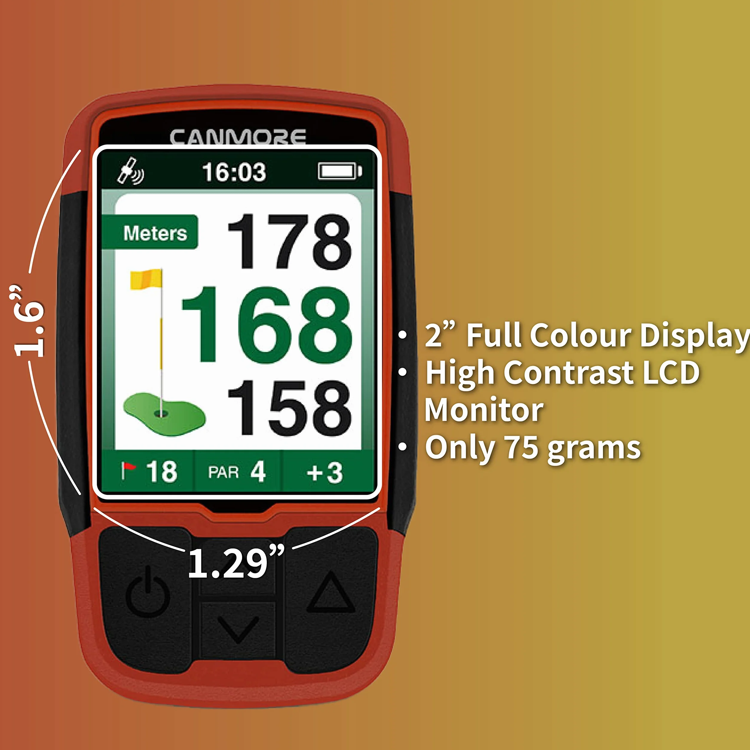 CANMORE GPS da golf portatile HG200 - Display a colori con 41.000 dati campo, Arancione