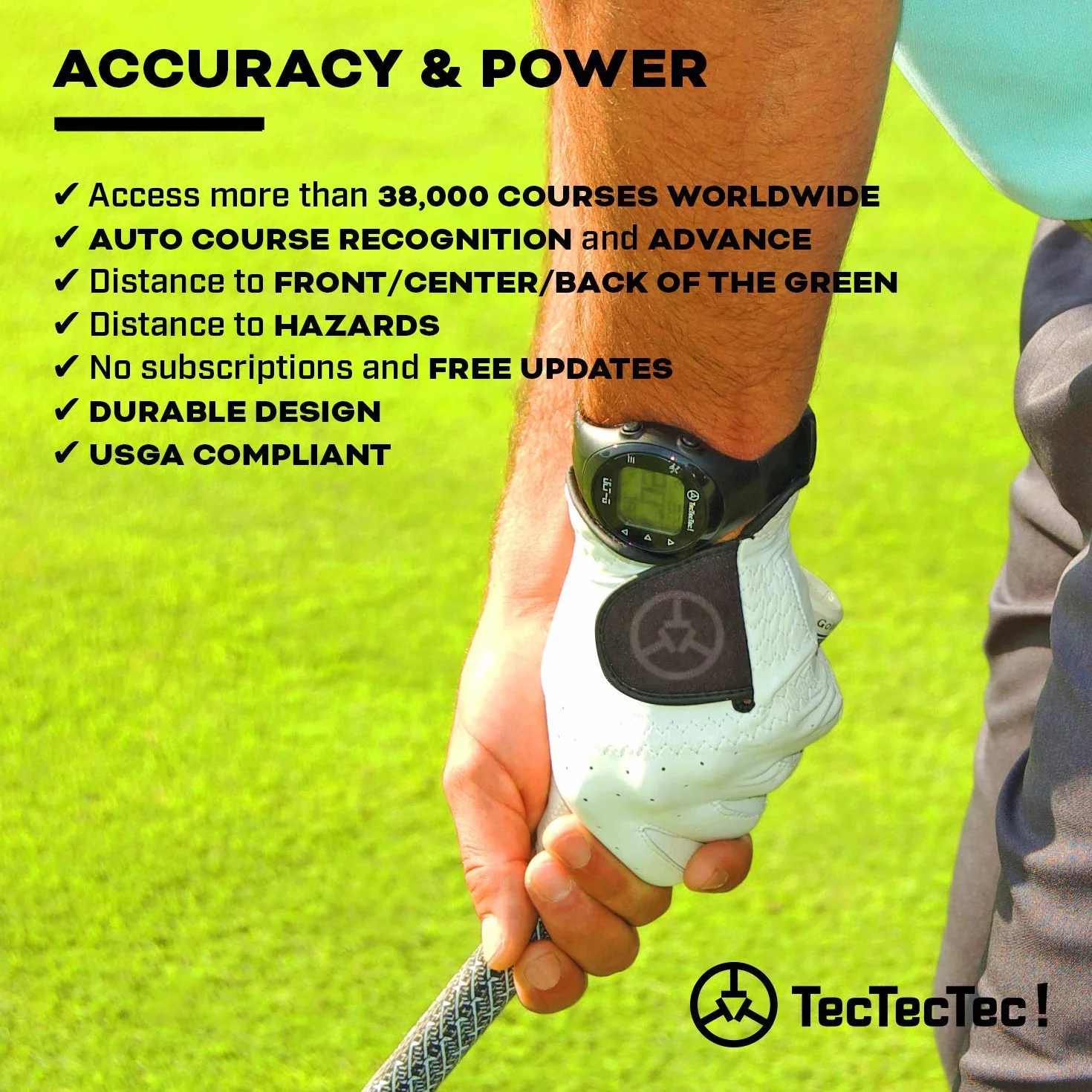 TecTecTec ULT-G Orologio GPS da golf con campi precaricati leggero