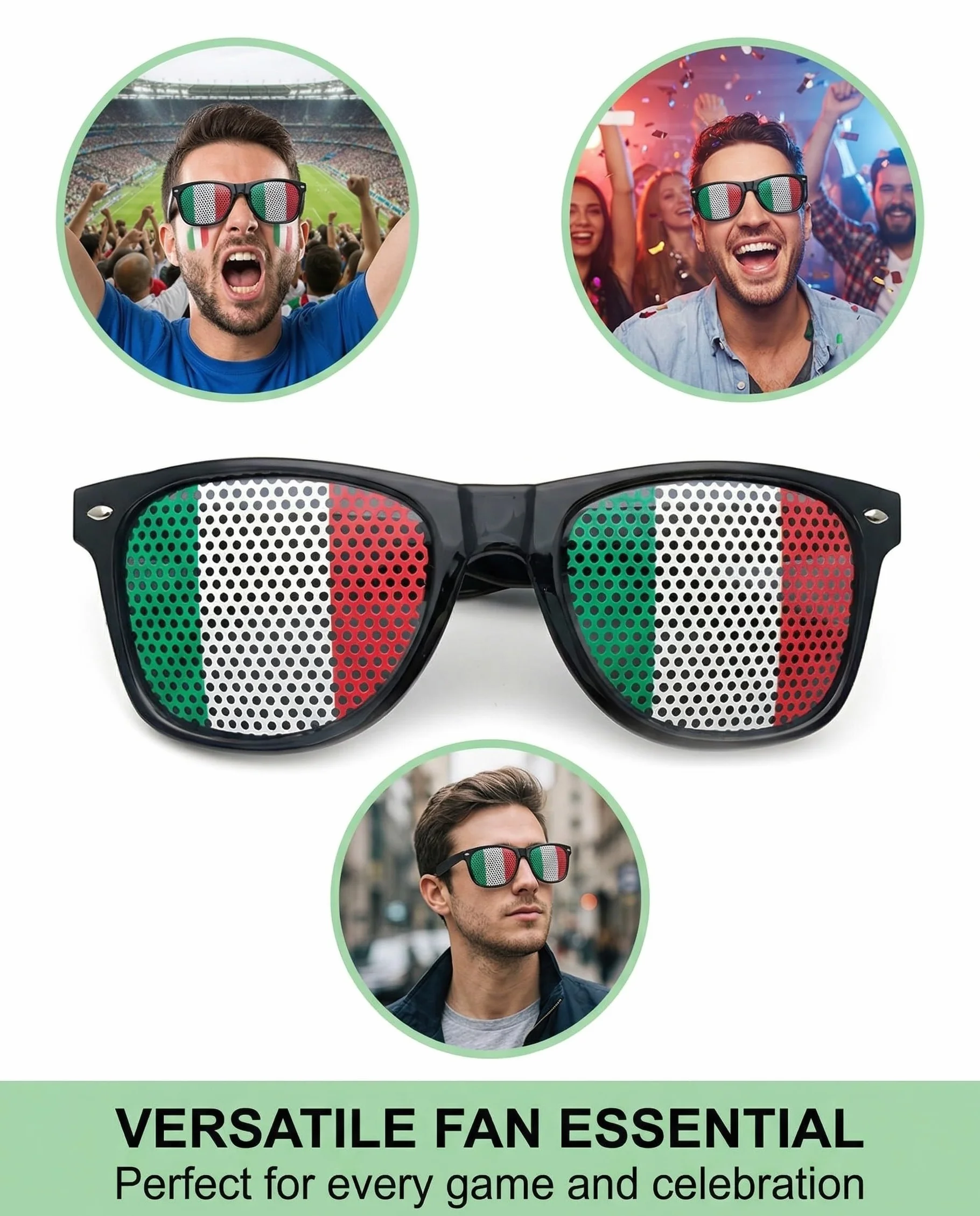 Occhiali Italia Tricolore 2 Paia Tifosi Azzurri Nazionale Calcio