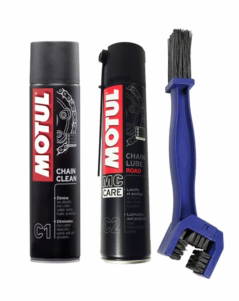 Kit detergente lubrificante per Catena Chain Clean C1 + Chain Lube Road C2 + Spazzola
