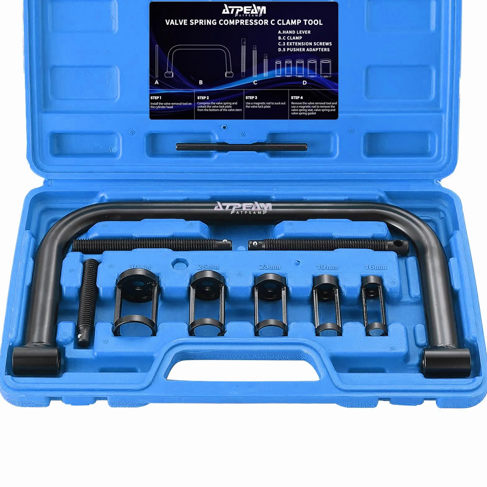 ATPEAM Strumento Universale Smonta Molle Ammortizzatori per Auto e Moto, Compressore Molle Senza Smontaggio, Kit Professionale (10 Pezzi, Blu)