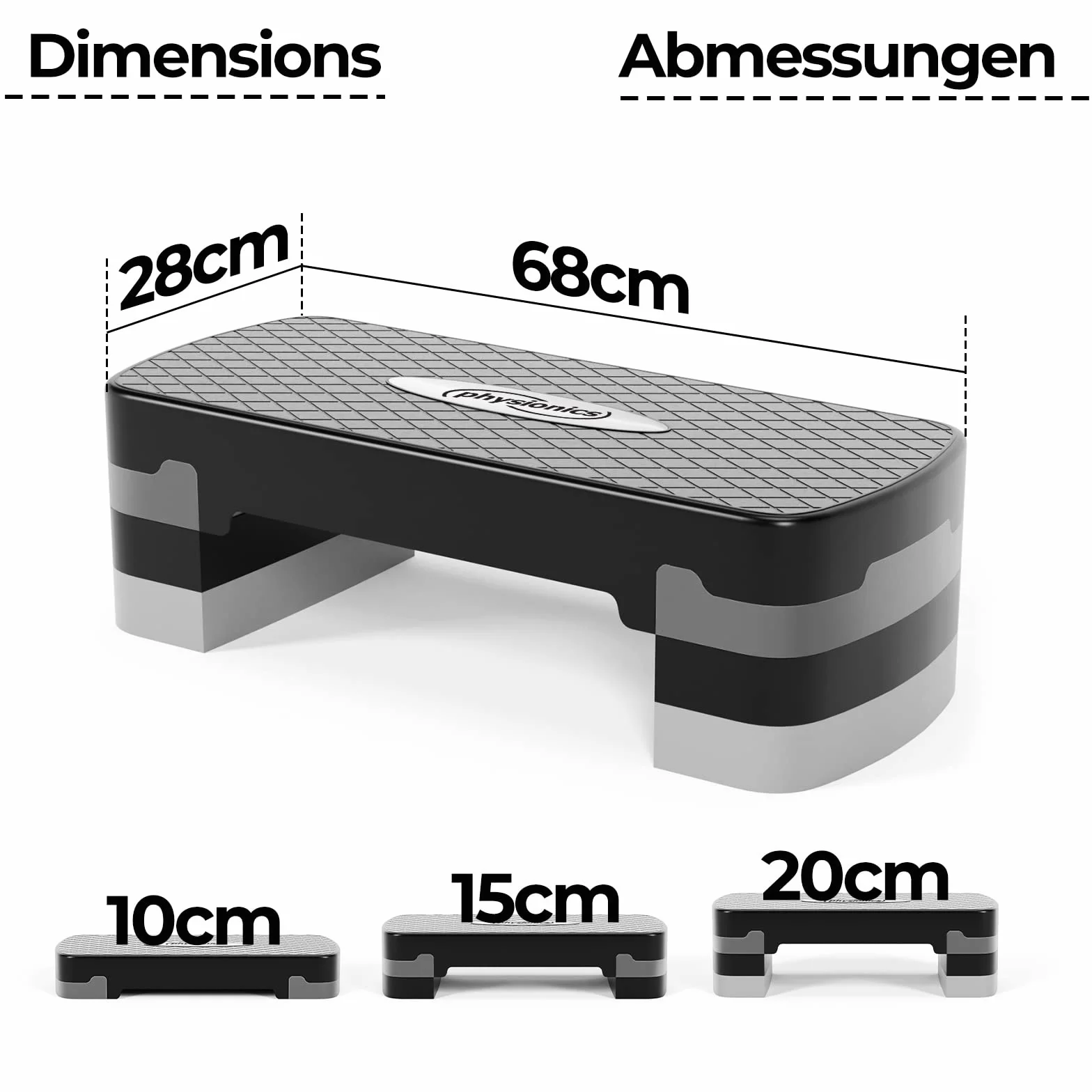 Physionics Stepper gradino aerobico fitness altezza regolabile 10-15 cm