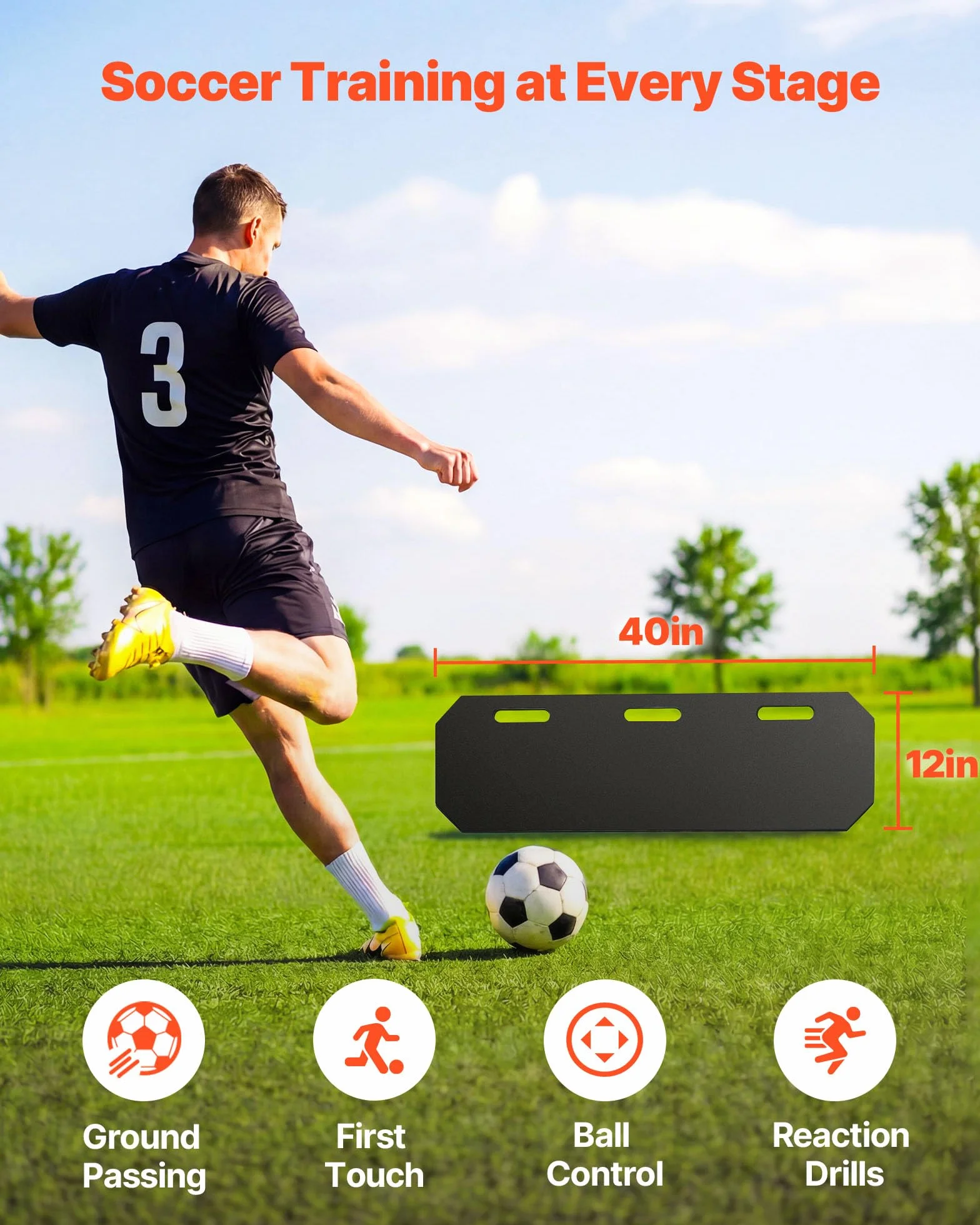 VEVOR Tavola di rimbalzo da calcio regolabile multi-angolo, parete portatile pieghevole, attrezzatura allenamento