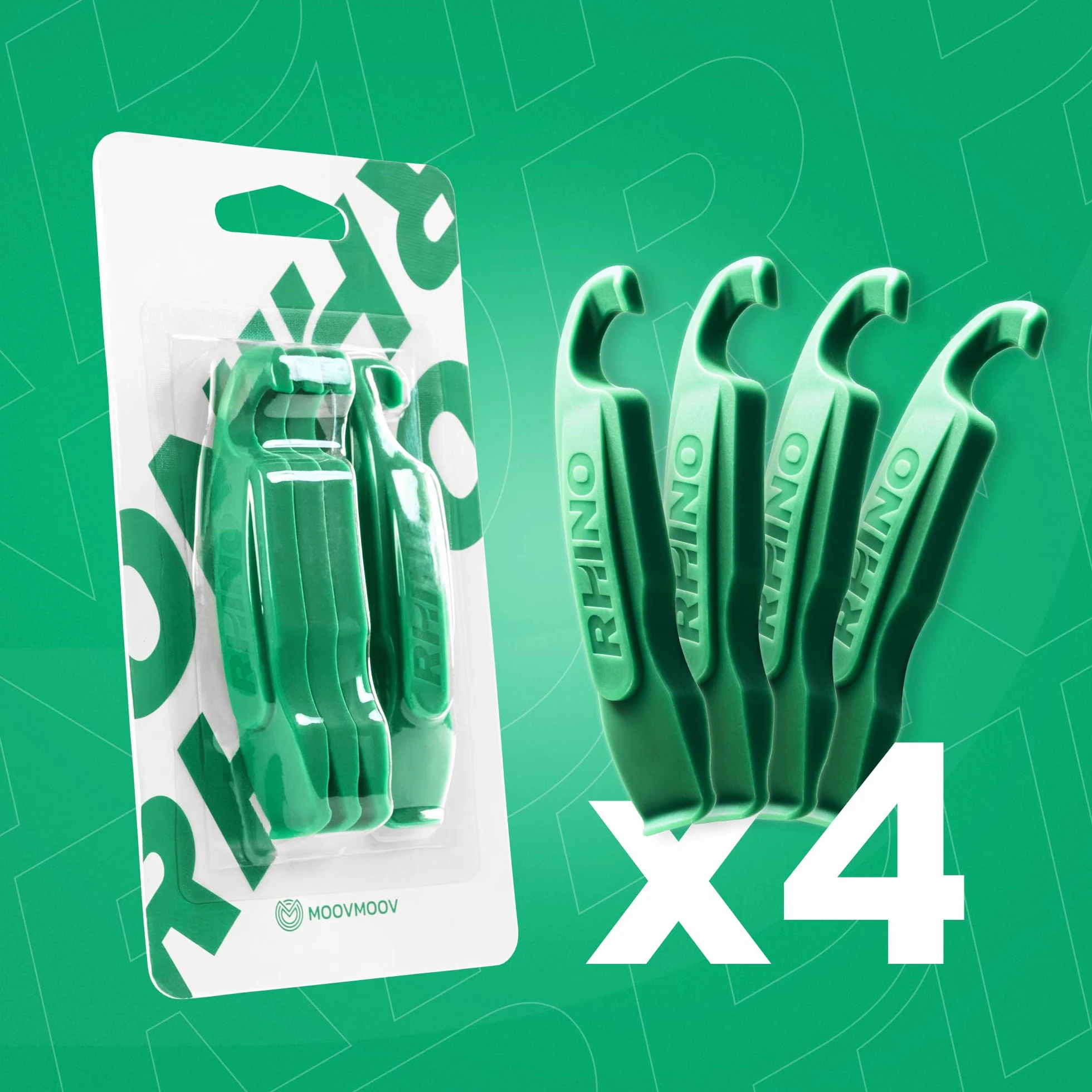 MOOVMOOV Rhino Kit 4 Leve Smontacopertoni Bici Leve Rinforzate per Copertoni Tubeless MTB Strada