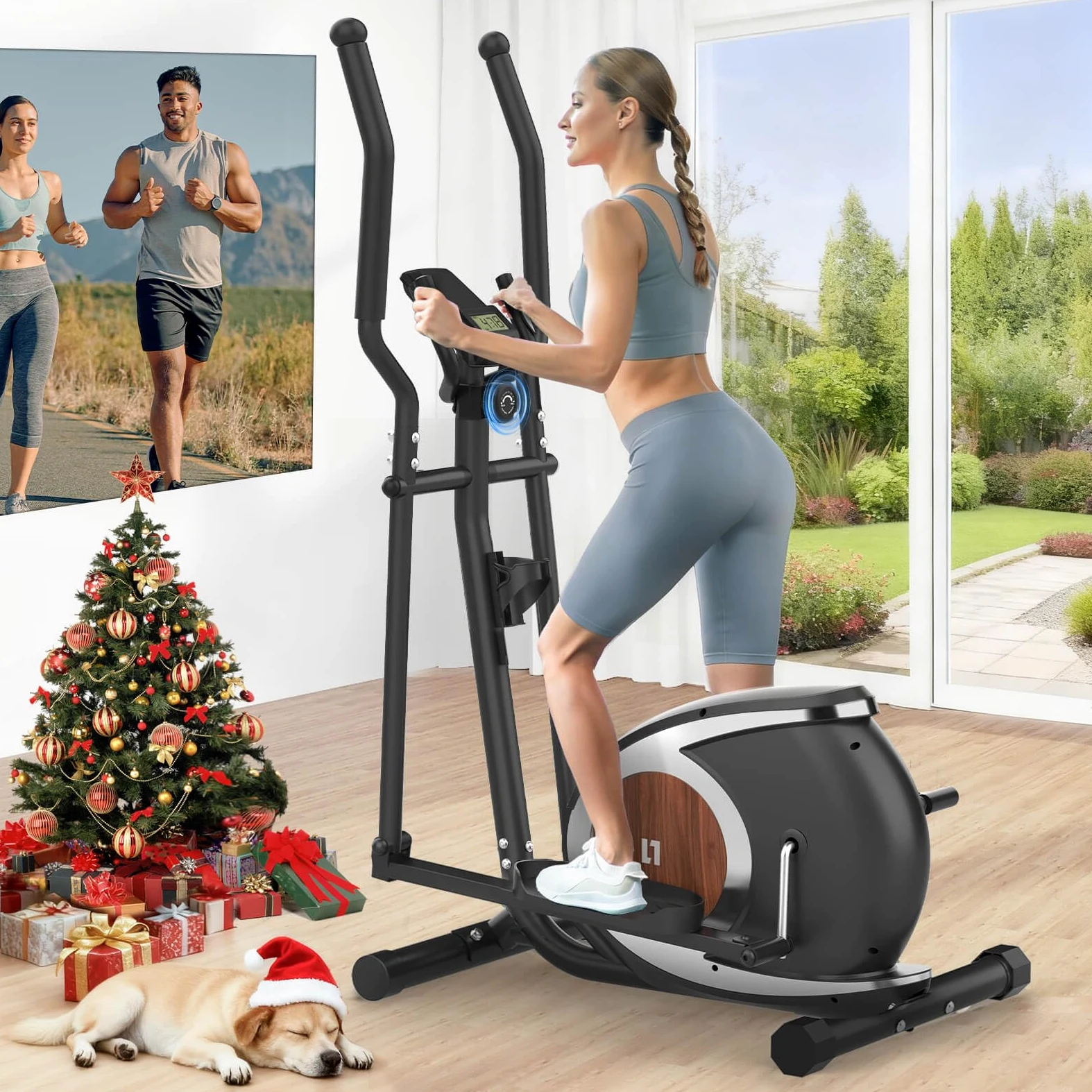 Neezee Ellittica Da Case, Ellittiche Magnetico Professionale Per Uso Domestico Ultra Silenziosa, Supporto Bluetooth, Con 16 livelli di Resistenza Regolabili, Monitor LCD, Fino a 120 KG