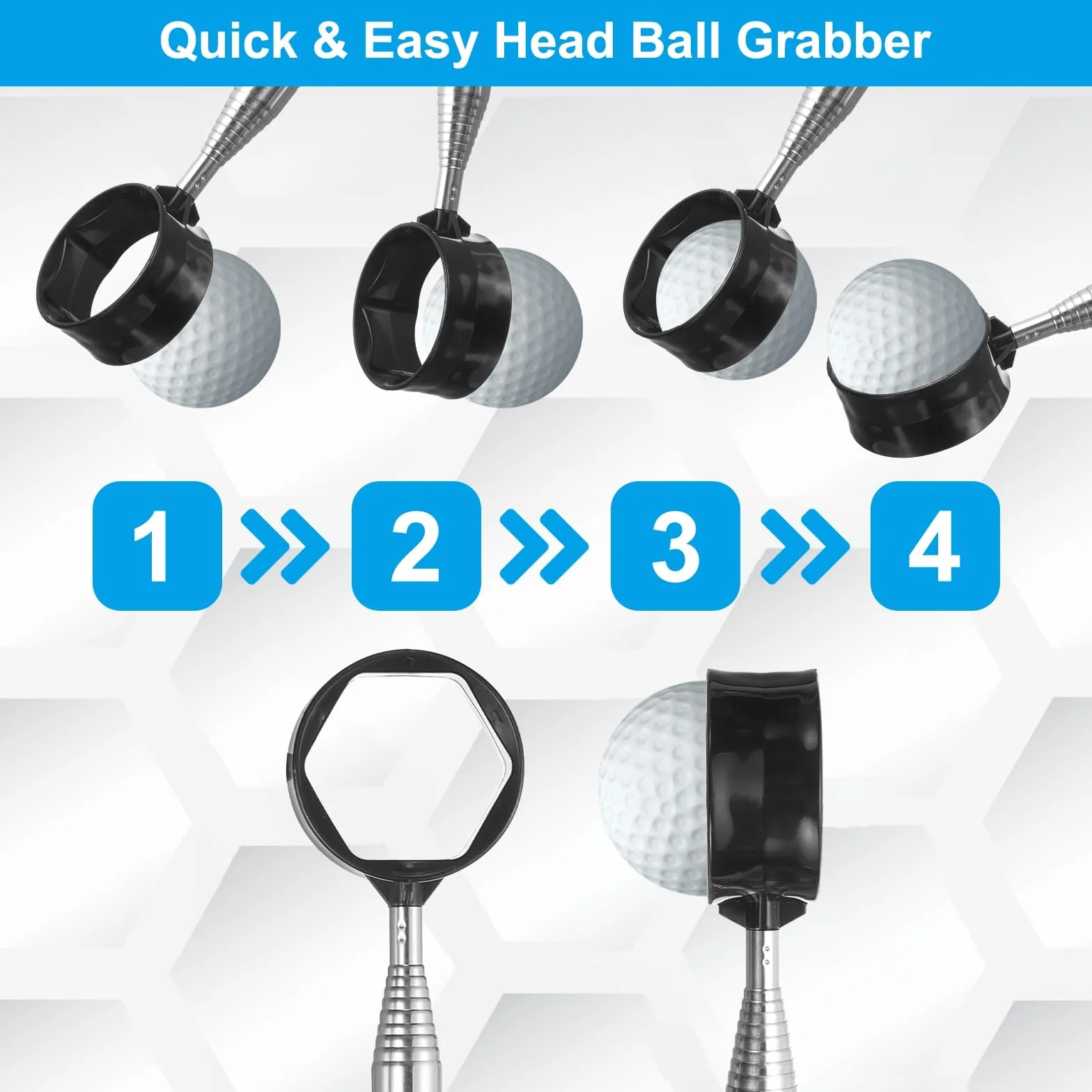 PATIKIL Golf Ball Retriever Testa telescopica Grabber con cordino per acqua Golf Ball Picker Strumento Accessori da golf