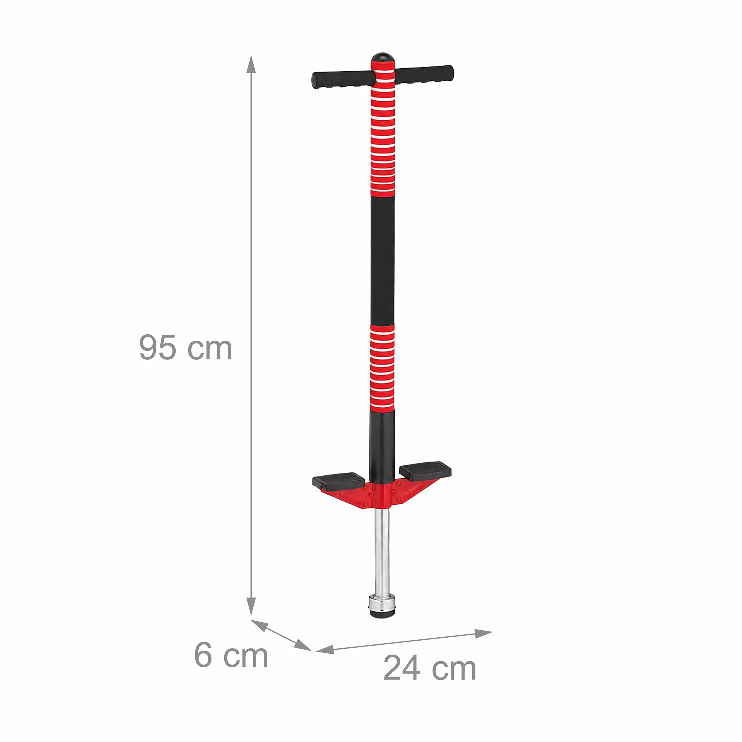 Relaxdays Salterello per Bambini Pogo Stick, Max 35 kg, Acciaio Inox, Rosso