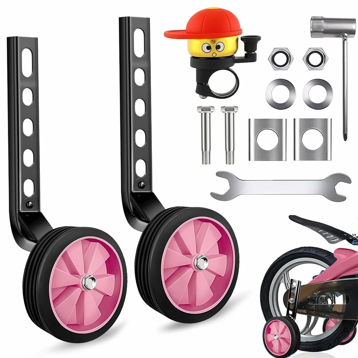 Paia Ruote Ausiliarie per Biciclette per Bambini, Training Wheels 12-20 Pollici