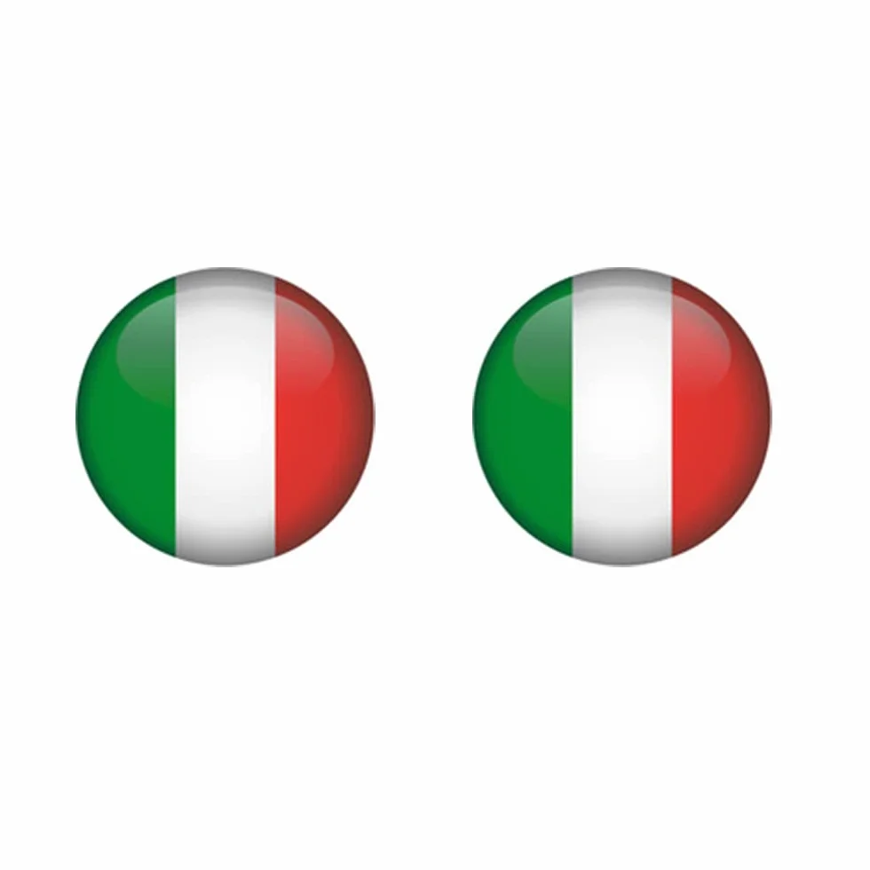 Adesivi resinati bandiera italiana tondi 33mm – coppia - made in Italy – sticker auto moto casco bici targa scooter – adesivi per auto esterni tuning 3D effetto rilievo alta adesività impermeabili