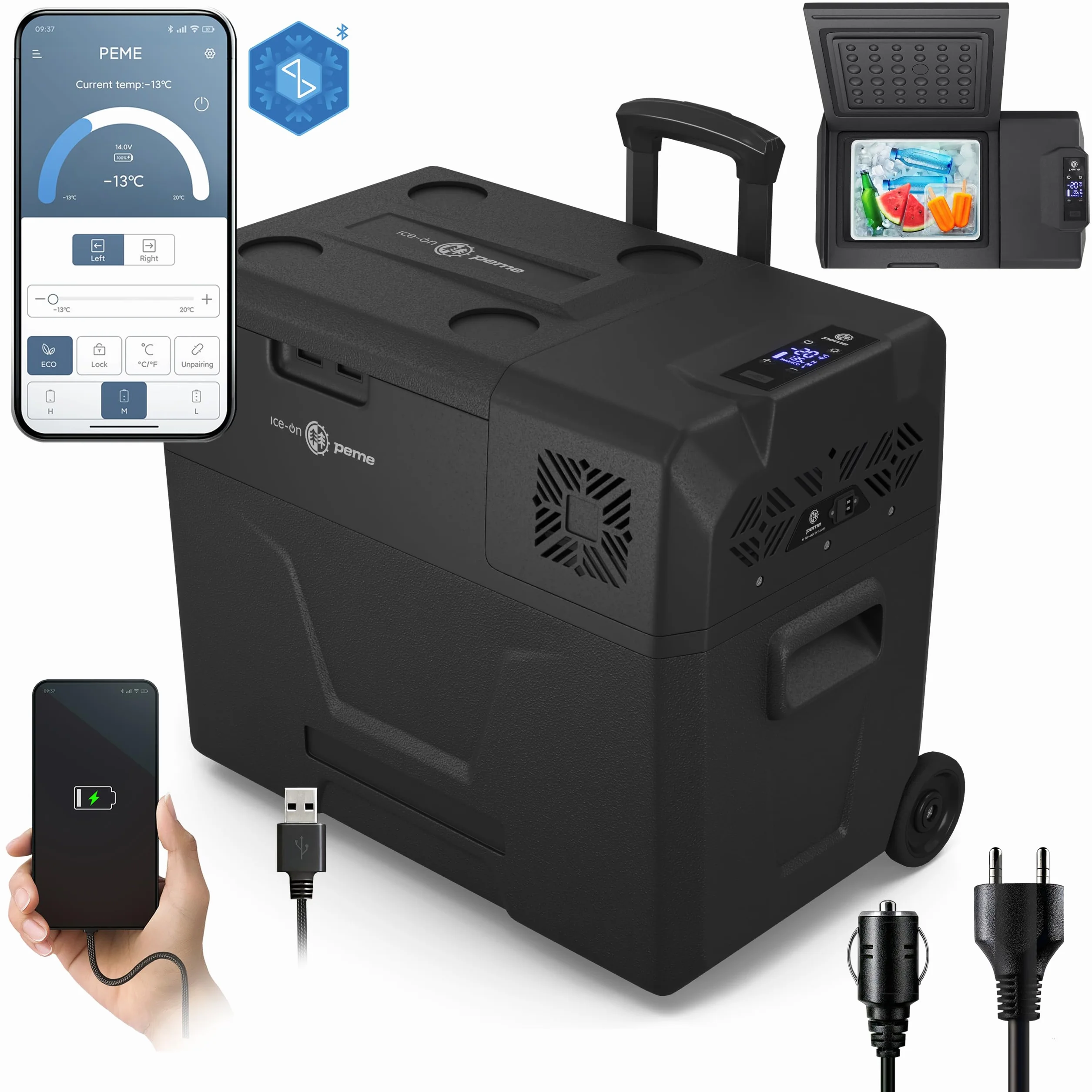 peme Frigorifero Portatile Elettrico Congelatore Frigo Campeggio Auto 12v 24 220v 240 Compressore per Camper Freezer Ricaricabile Congelatori Viaggio Refrigeratore Escursione 39L – Expedition