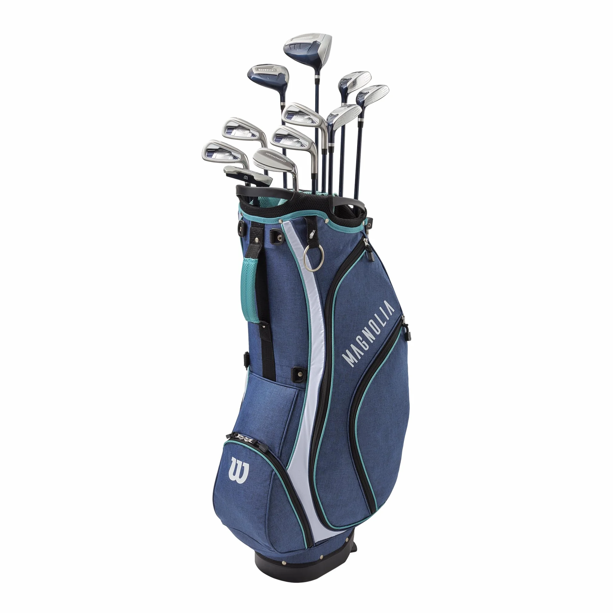 Wilson Set Mazze da Golf Donna Destrorsi Navy con Stand Bag Driver Fairway Ibrido Ferri PW SW Putter