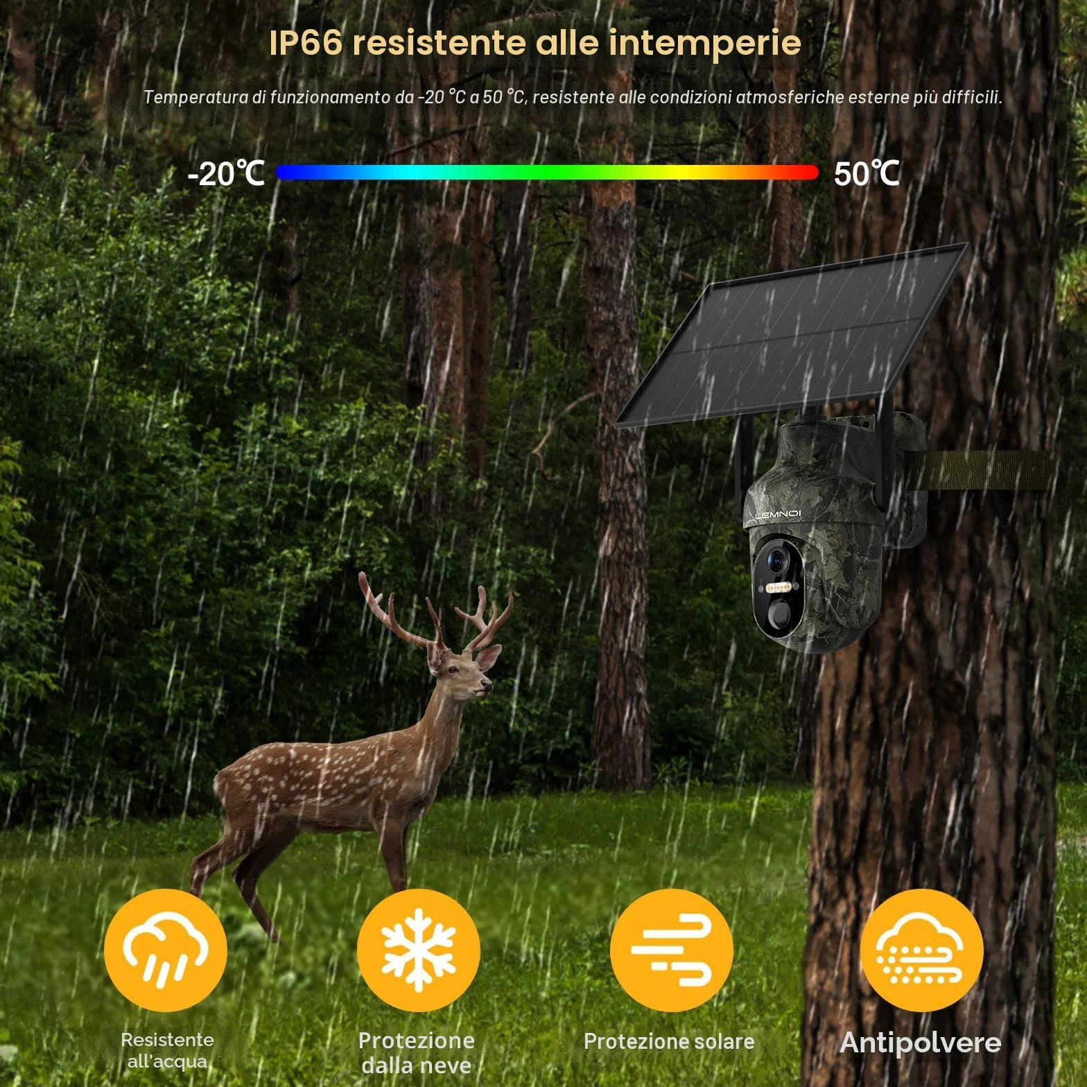 Fotocamera da Caccia 4G con SIM Preinstallato, Fototrappola Solare 2K, Visione Notturna a Colori, Rilevamento PIR, IP66