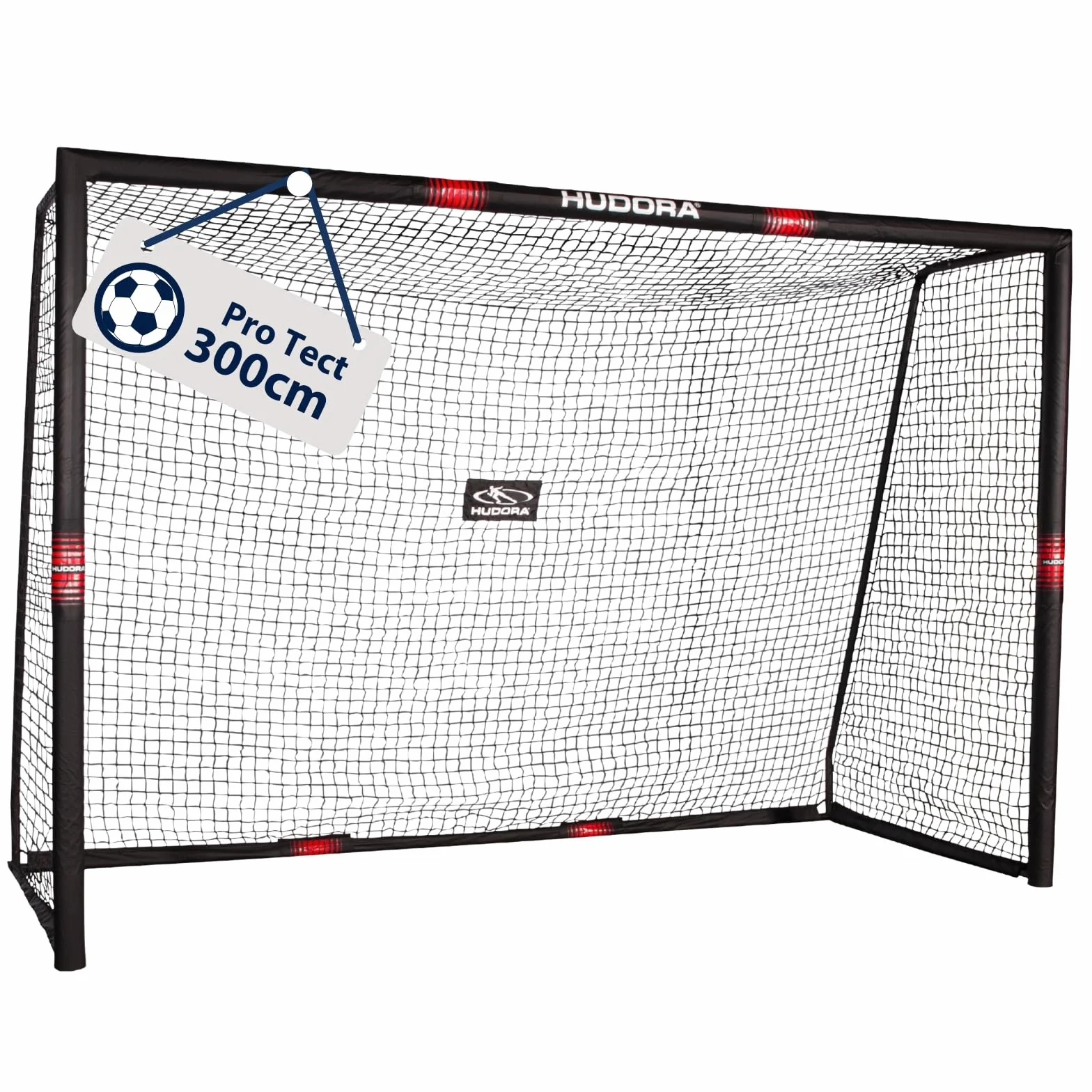 HUDORA Porta da calcio Pro Tect Grande, rivestita in gommapiuma con rete, antiurto