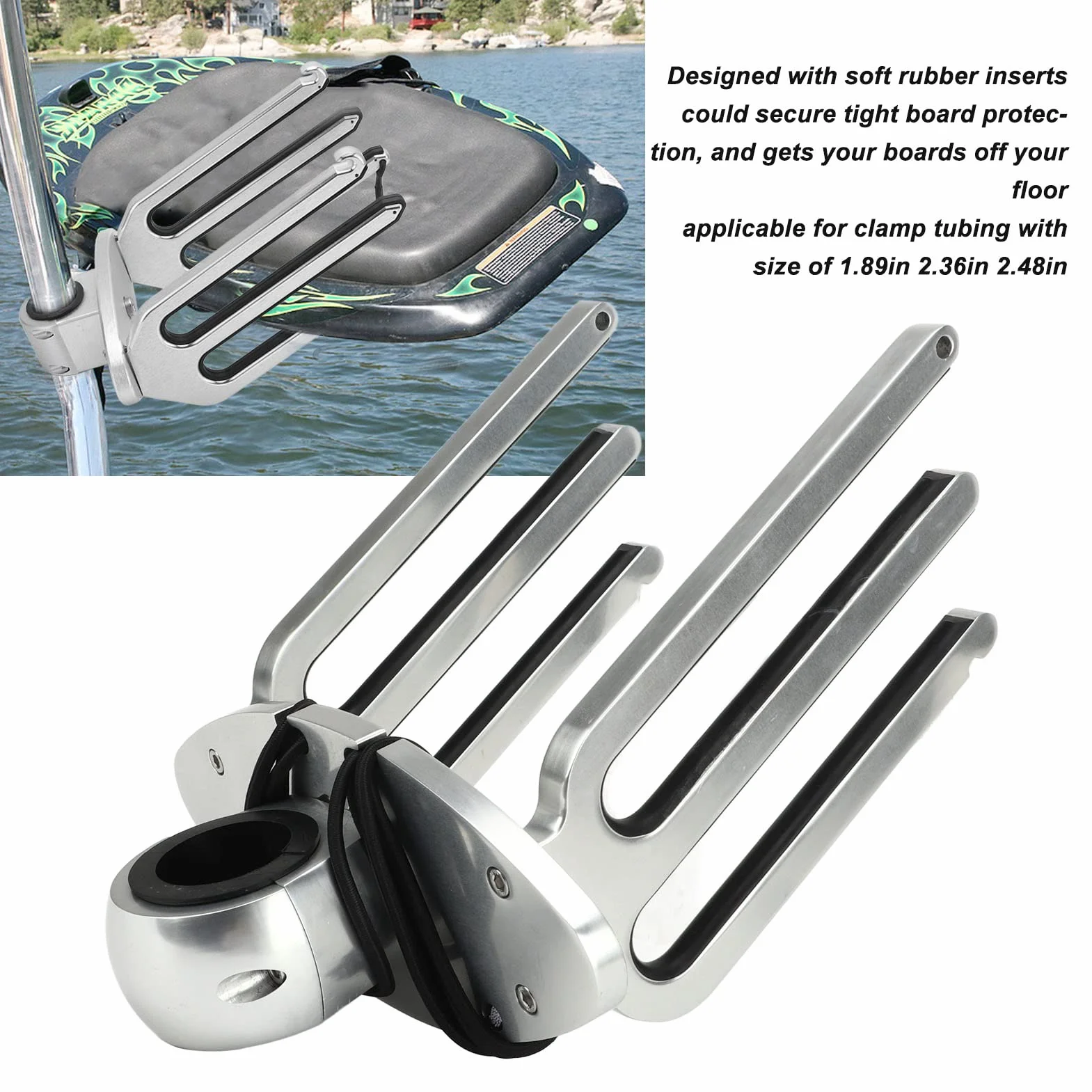 Aramox Wakeboard Rack Staffa di Supporto per Torre Regolabile in Alluminio Lucidato per Tubo da 1,89-2,48 Pollici