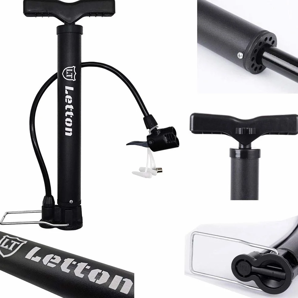 Letton Pompa da Pavimento Portatile per Bici, 8 Bar / 120 psi, valvole Presta e Schrader, ago a Sfera