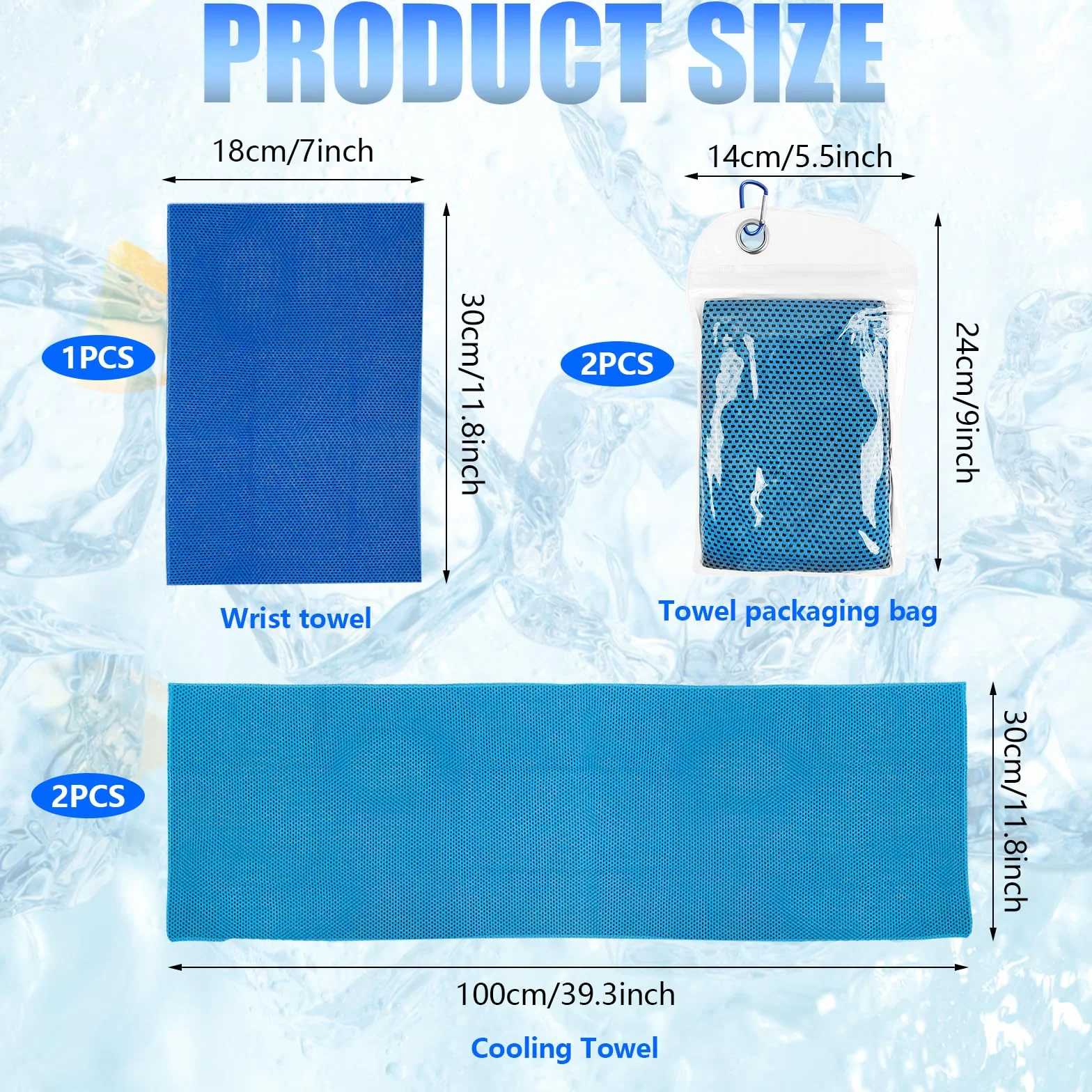 Asciugamano da ghiaccio 30 x 100cm, asciugamano golf, cooling towel, Asciugamano Raffreddamento per Yoga Palestra