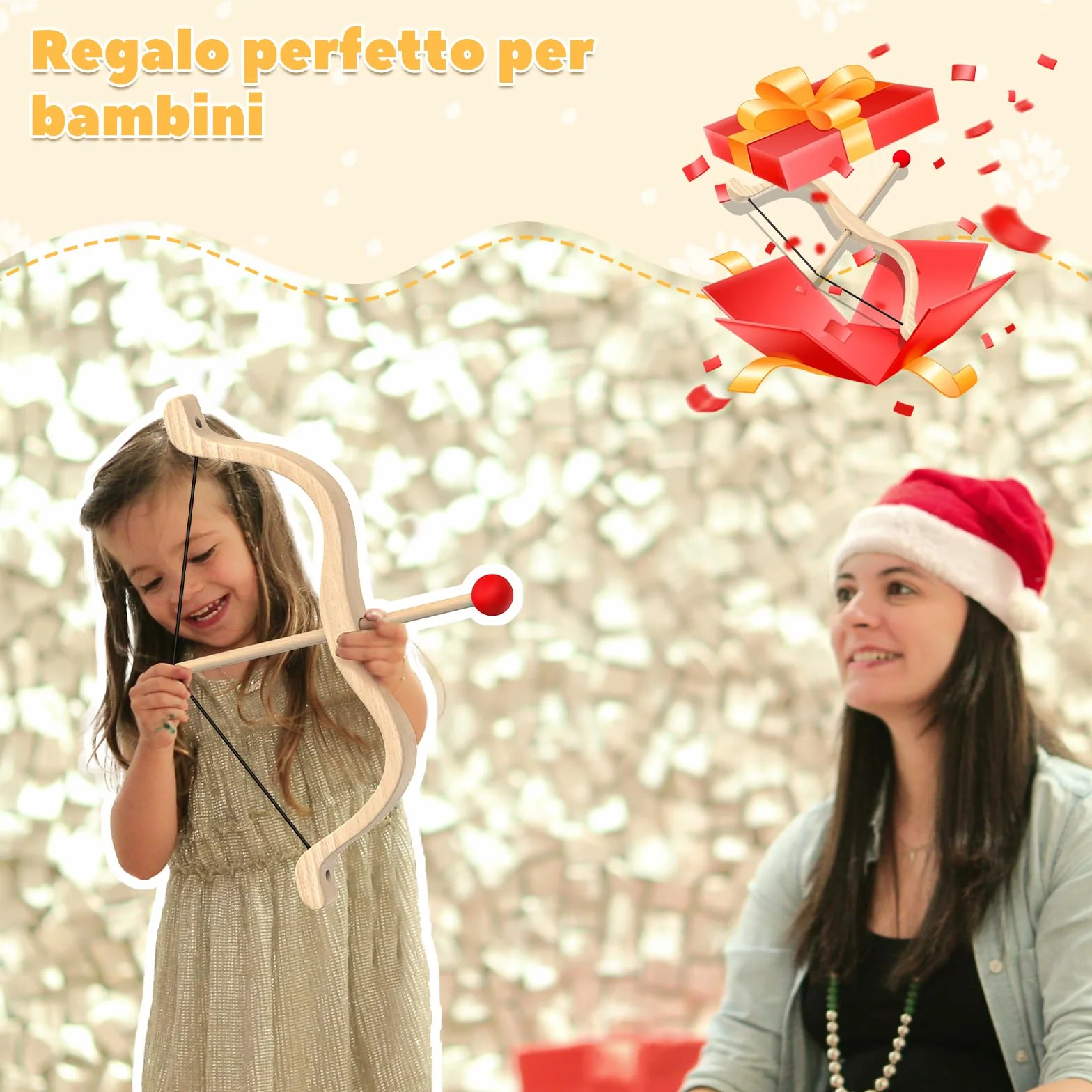 Set di Tiro con l'Arco in Legno per Bambini con 3 Frecce, 3 Bersagli e Faretra