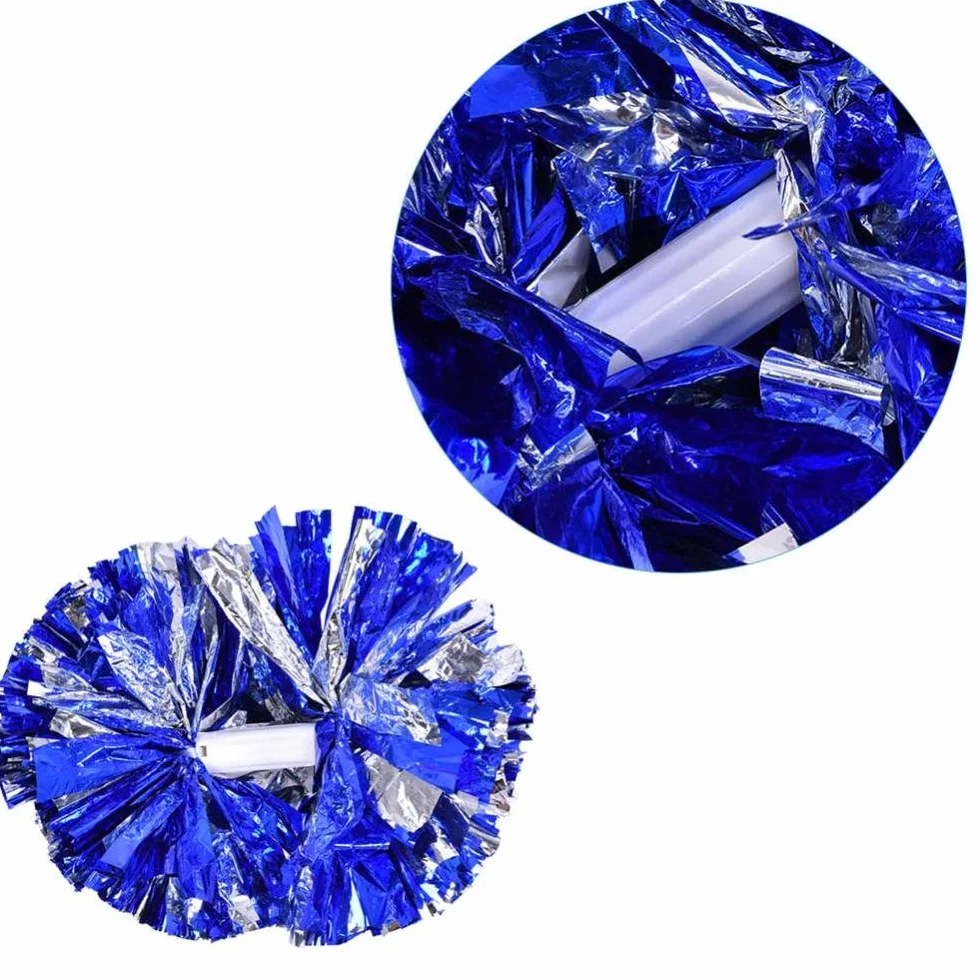 Dilwe Cheerleader Pom Poms 8 Colori Plastica Mano Fiore Palla per Sport Scuola Competizione Argento Blu