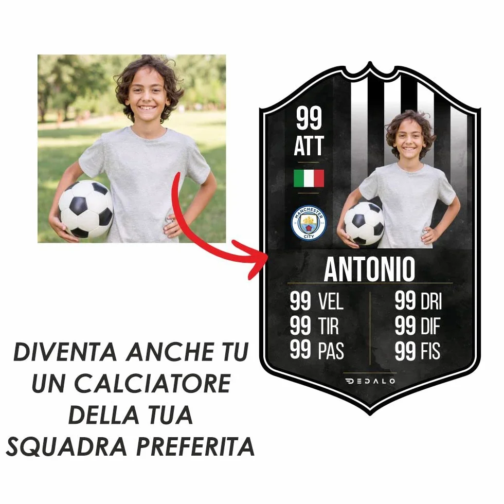 Card Calciatore Personalizzata Stile FUT con Foto Scudetto Statistiche Regalo Calcio