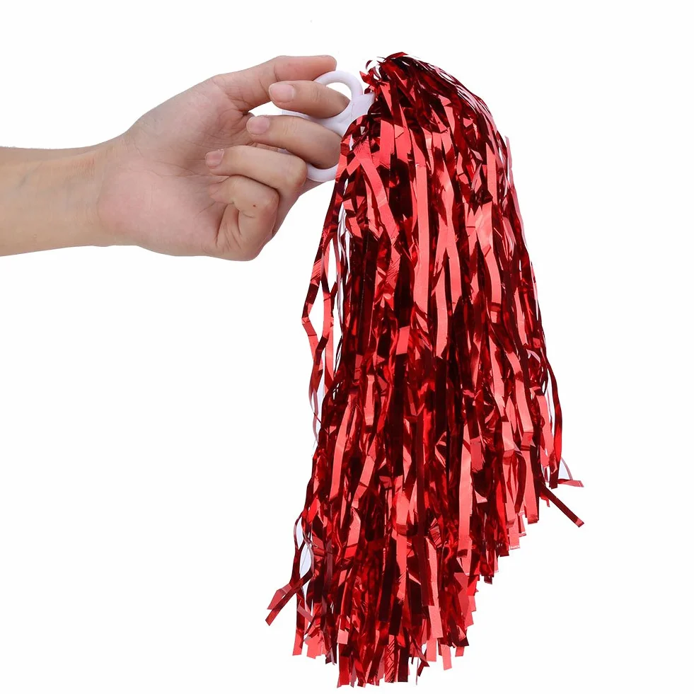 BORDSTRACT Pompon da cheerleader 6 pezzi 7 colori lamina metallica Rosso