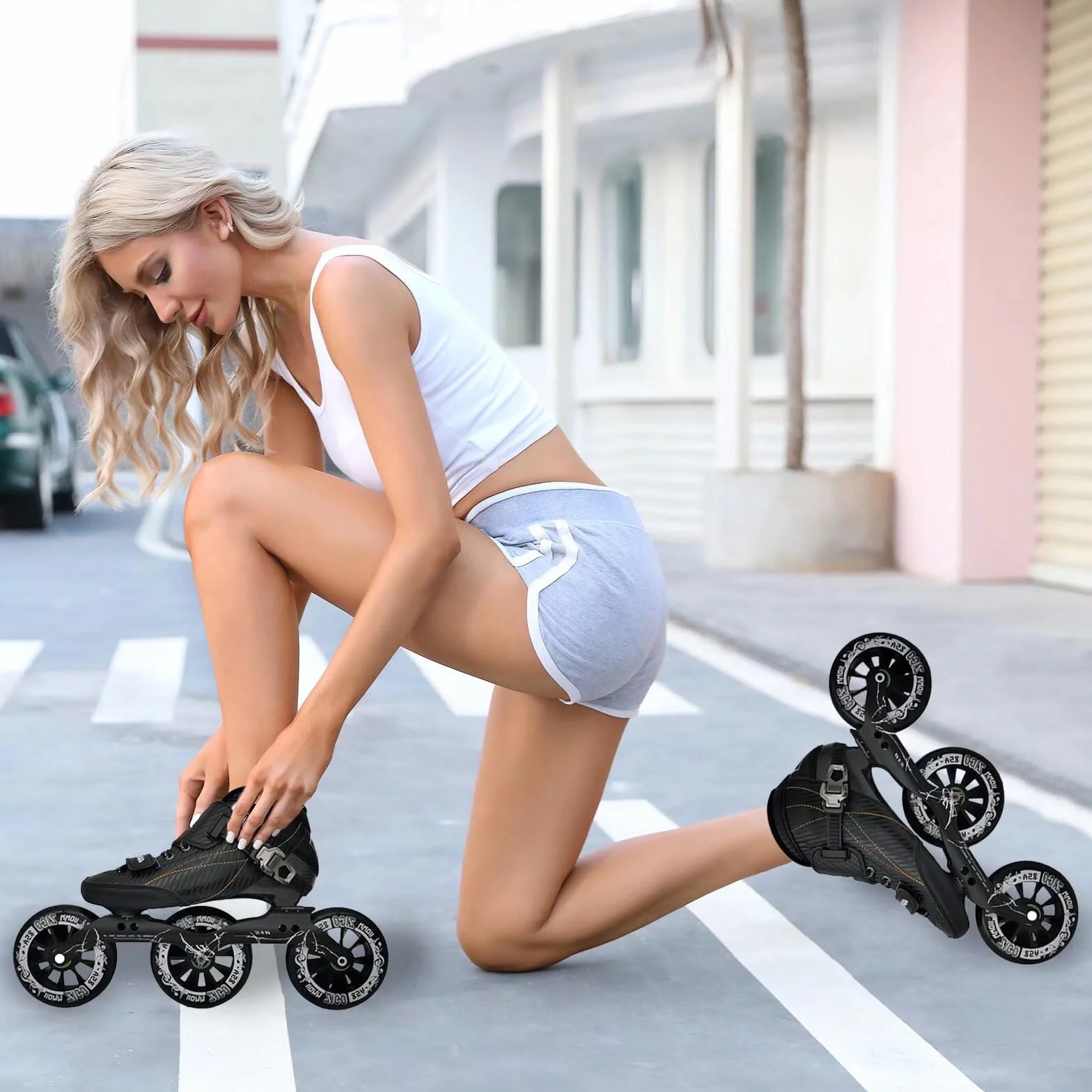 Pattini in linea da velocità in fibra di carbonio ruote 85A/PU per pattinatori avanzati