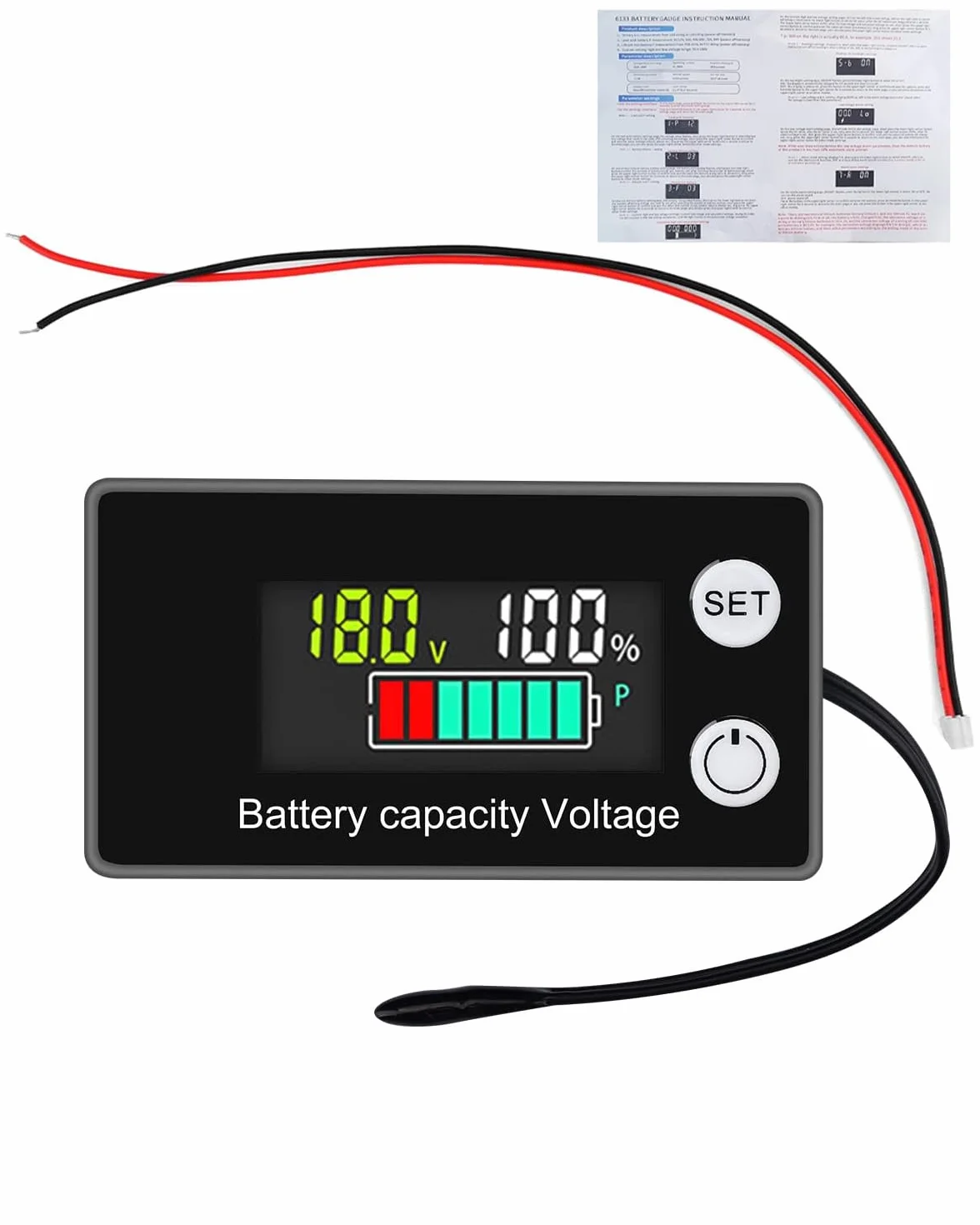 Battery Capacity Voltage Meter with Alarm Sensor,12V 24V 36V 48V 72V 84V,Tester di capacità della batteria,8-100 V LCD Controllo di Tensione di Capacità della Batteria con Allarme Sonda